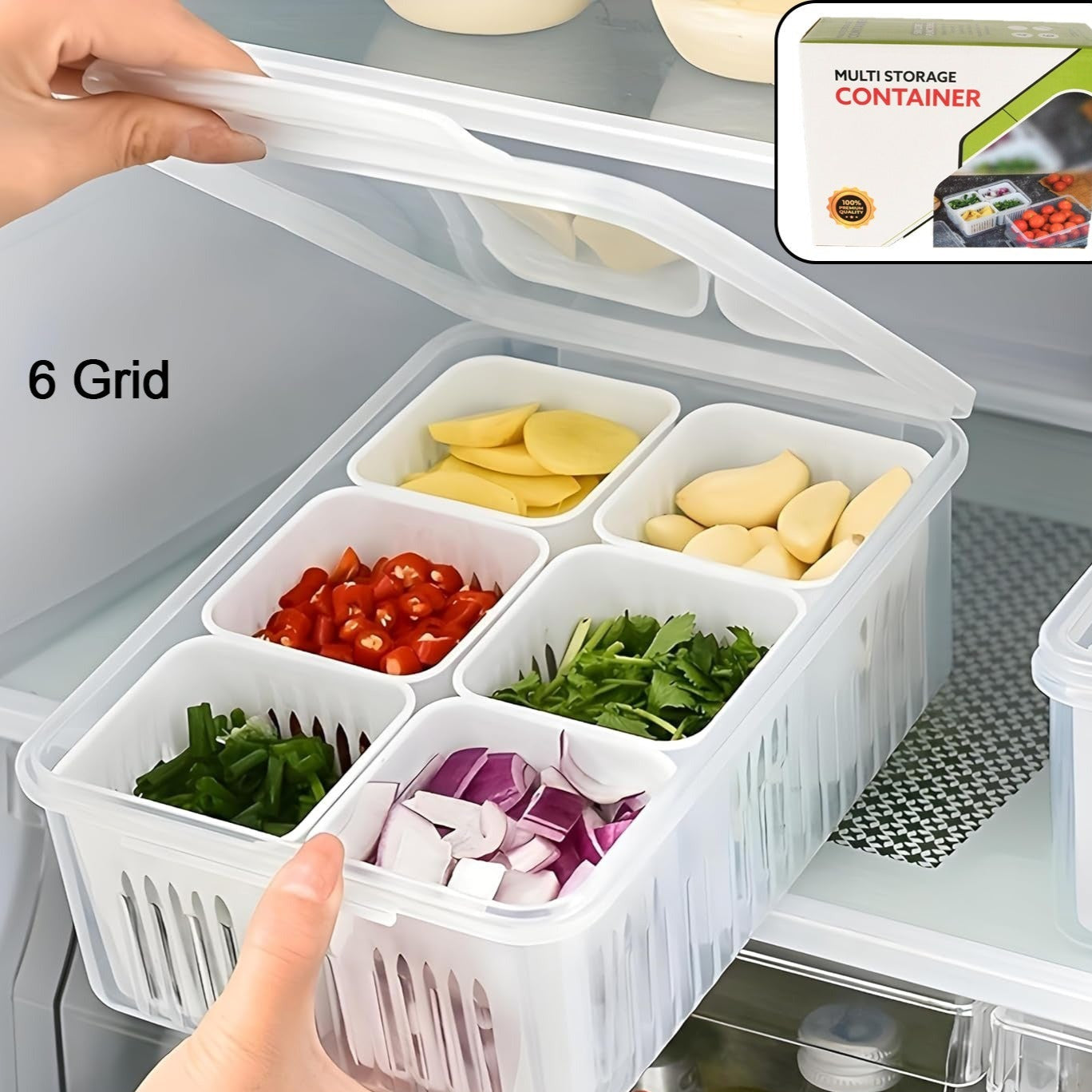 Fridge Storage Boxes Freezer Storage Containers Container For Kitchen Storage Set Storage In Kitchen Vegetable Storage Draining Crisper Refrigerator Food Box (1 Pc) - Happy Price - Image 1