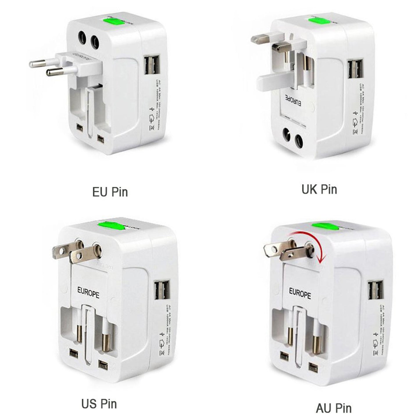 All-in-one Universal Worldwide Travelling Ac Adaptor Plug (Au  Uk  Us  Eu) International Power Charger Electric Usb Power Plug Socket Adapter Converter (1 Pc) - Happy Price - Image 6