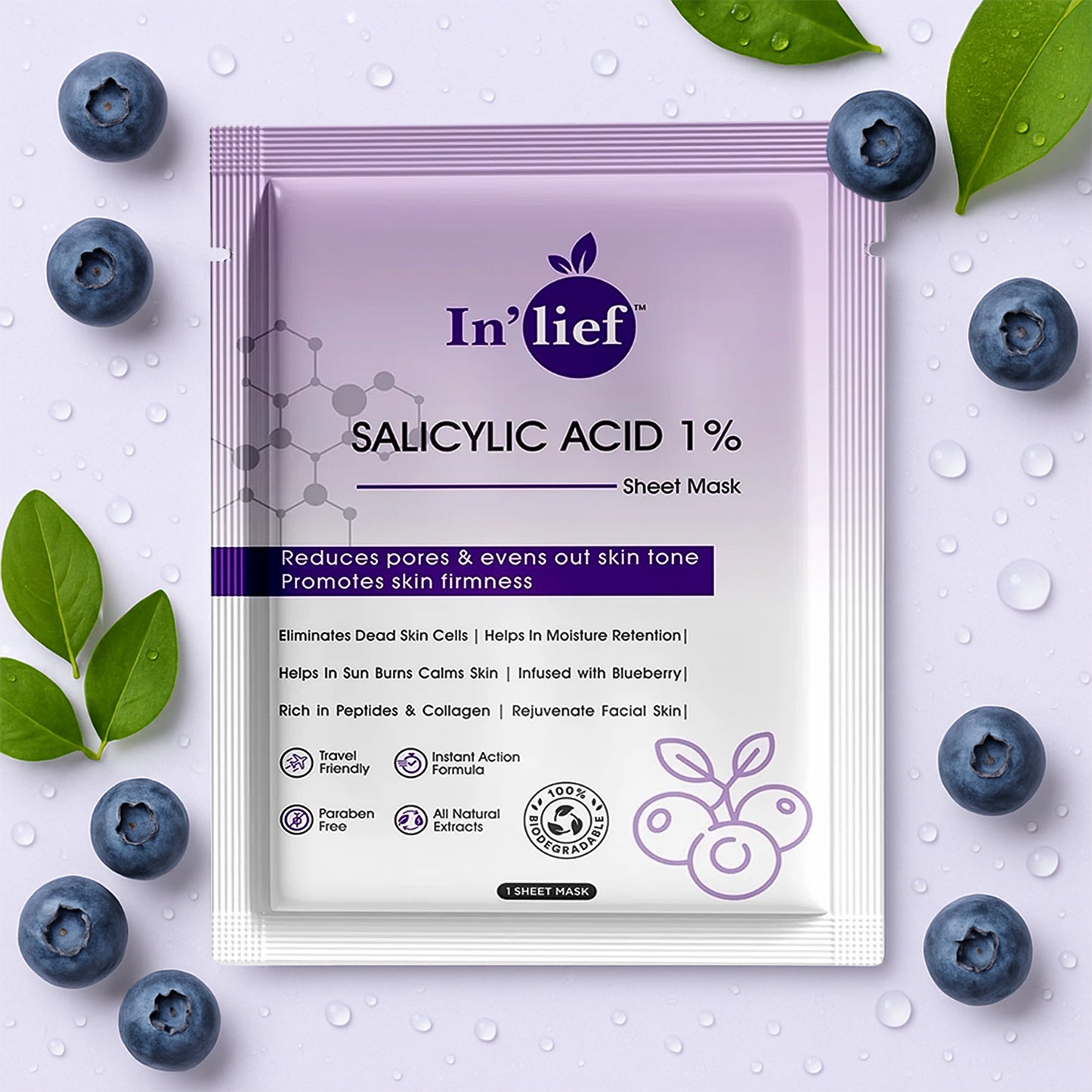 Salicylic Acid 1% Clarifying Facial Sheet Mask for Acne and Pores - 1 Pc - Happy Price - Image 3