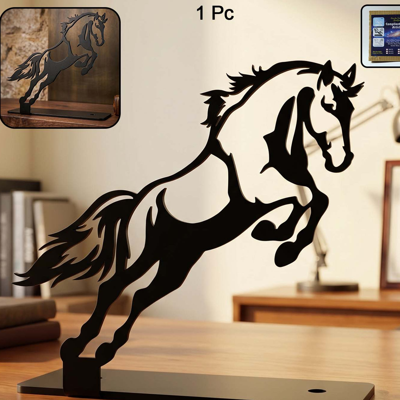 Premium Metal Horse Sculpture Table Dcor (1 Pc)