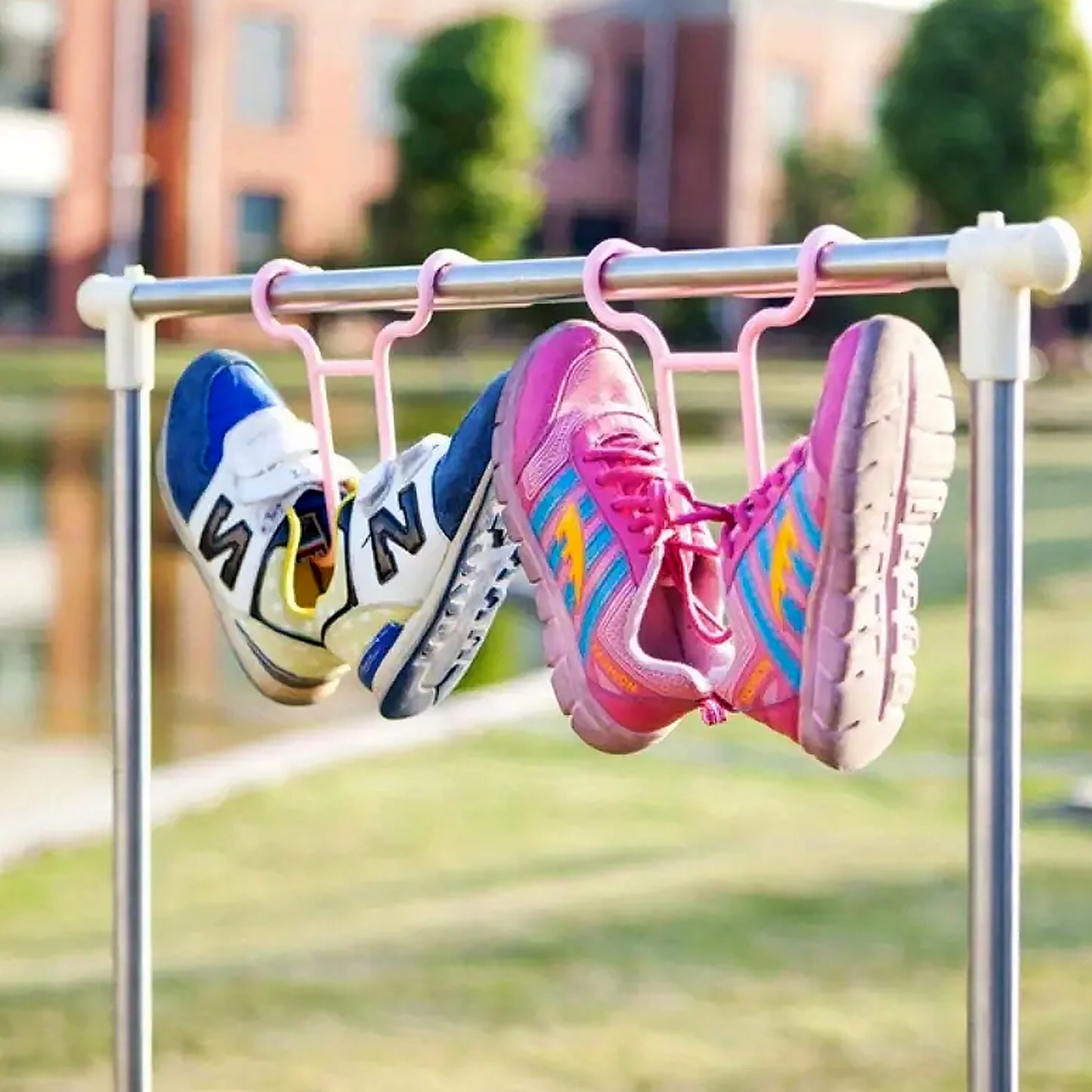 Multi-function Shelf Drying Rack Shoe Rack Stand Hanger Shoes Hanging Storage Wardrobe Organizer Rack Shoe Organizer Stand Closet Shoe Organizer Shoe Holder (2 Pc Set) - Happy Price - Image 3