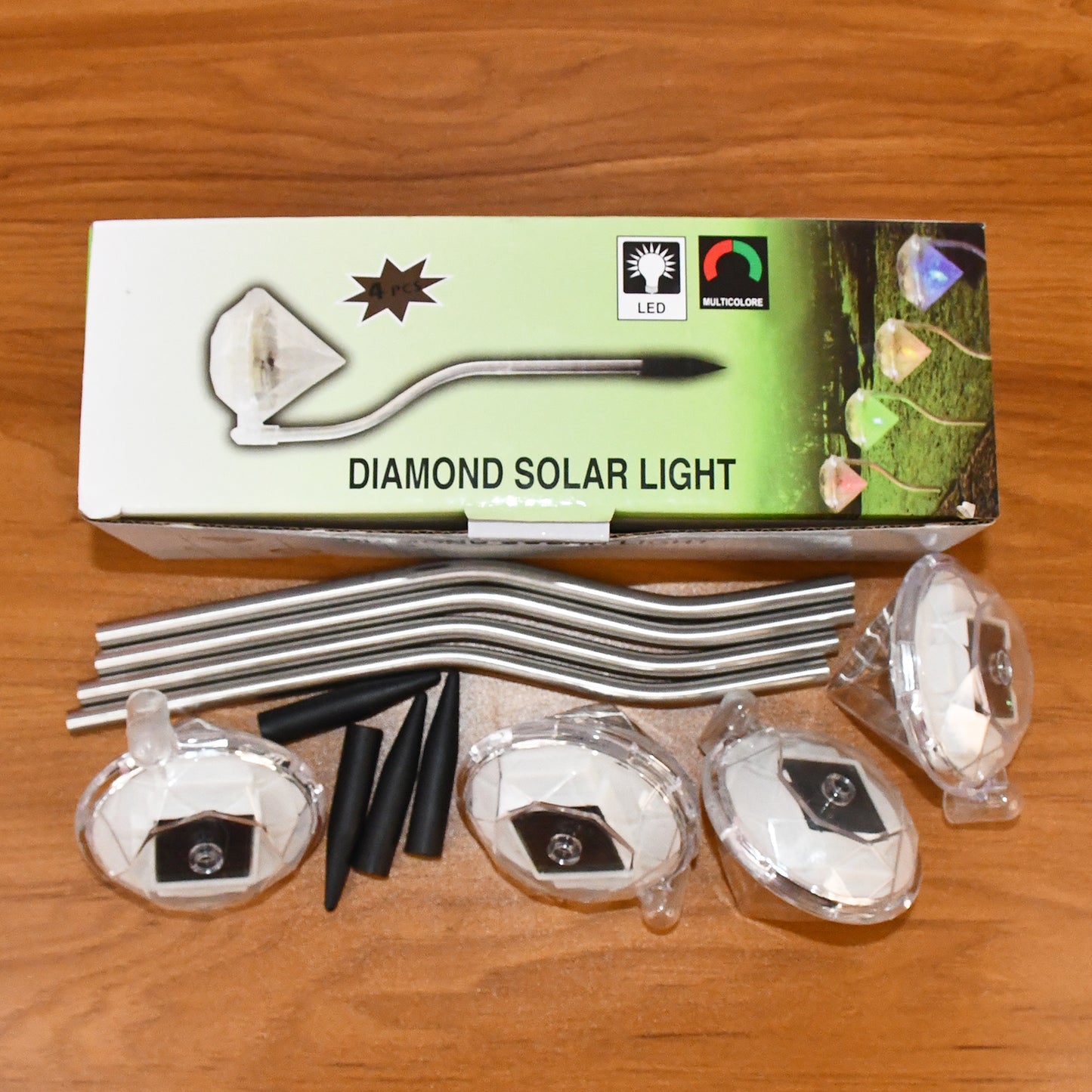 Diamond Shape Solar Garden Lights - Set of 4 Waterproof LED Pathway Lamps - Happy Price - Image 7