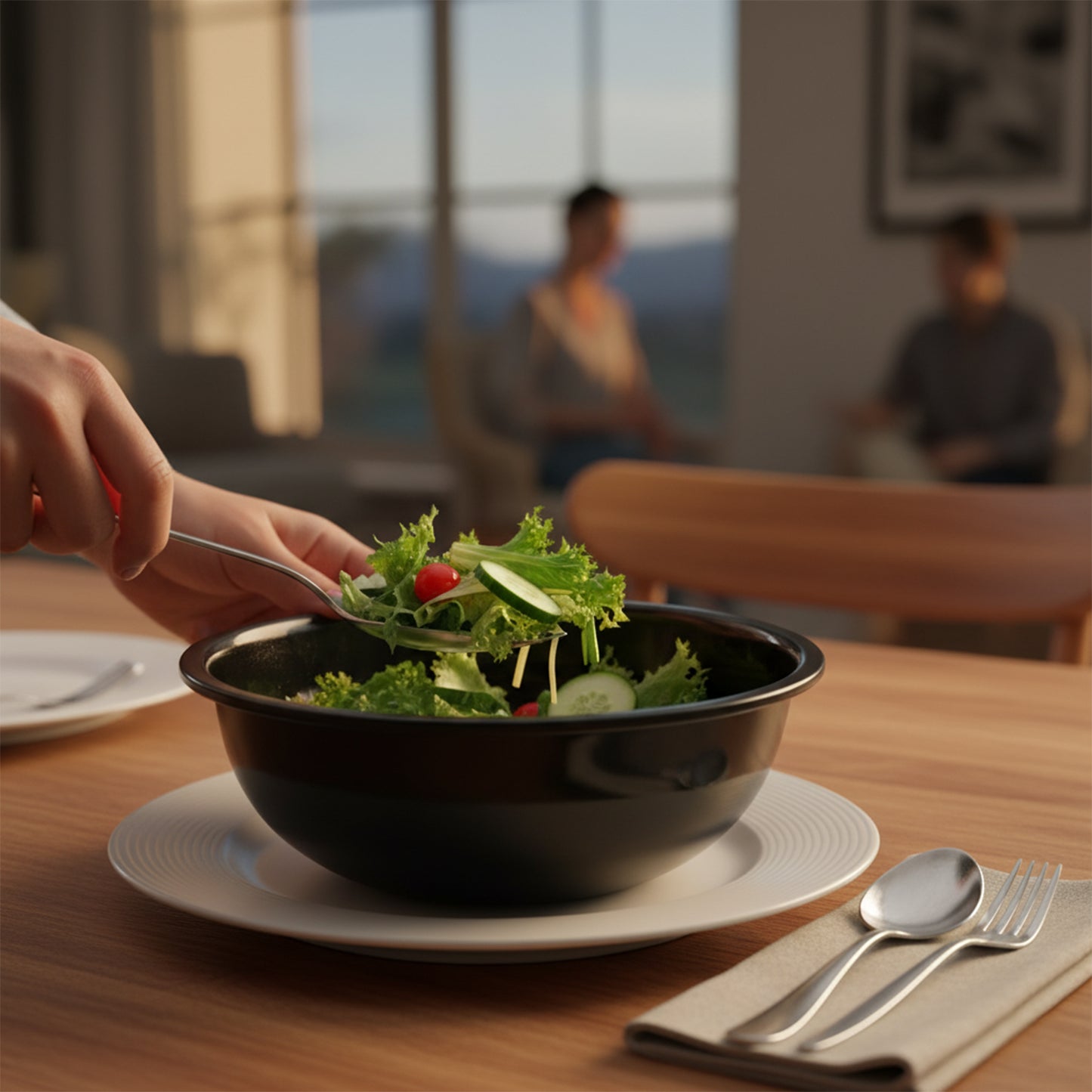 Plastic Serving Bowl 6 Inch Black Round Deep - 1 Pc - Happy Price - Image 3