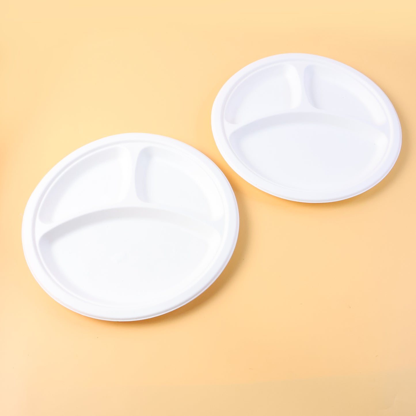 10 Inch 3-Compartment Compostable Bagasse Plates (10 Pc) - Happy Price - Image 2