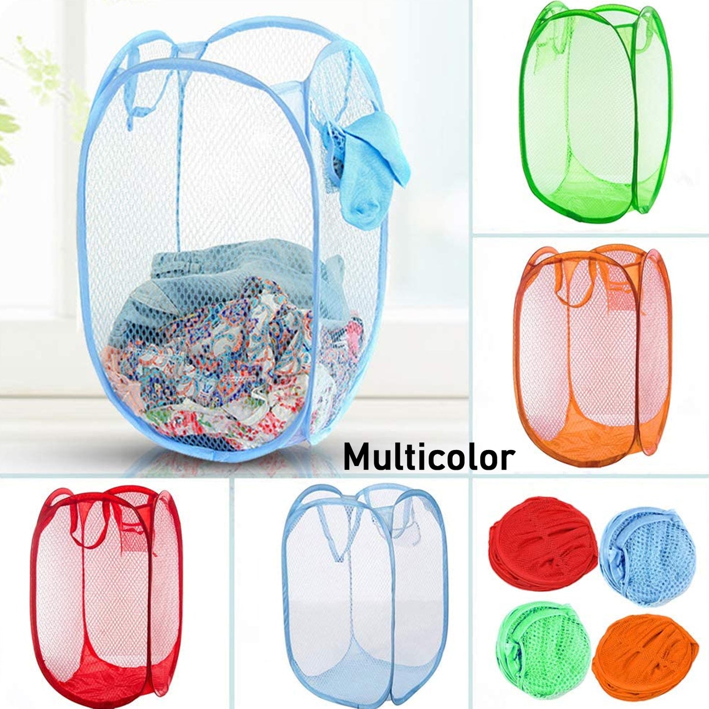 Foldable Mesh Laundry Basket with Handles - Collapsible Storage Bin - Happy Price - Image 5