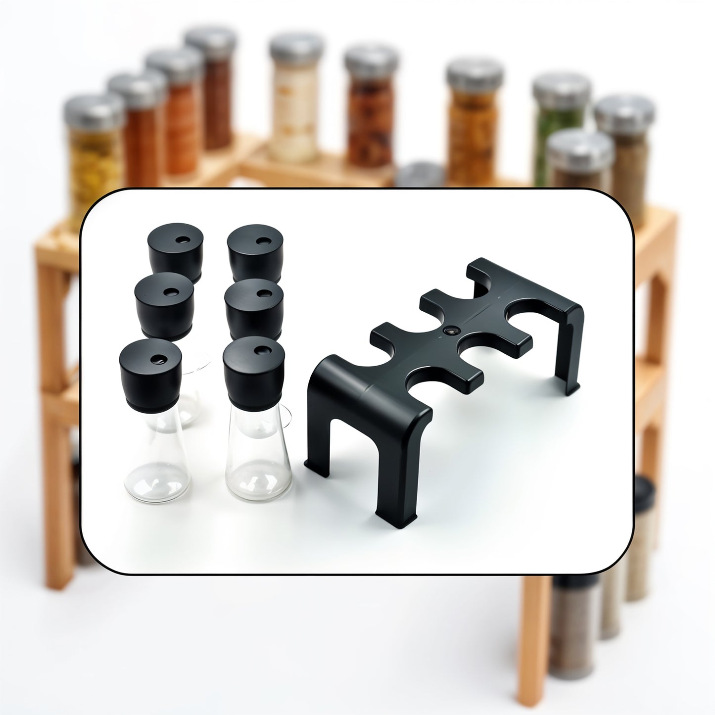 6-piece Plastic Spice Jar Set With Stand - Happy Price - Image 3