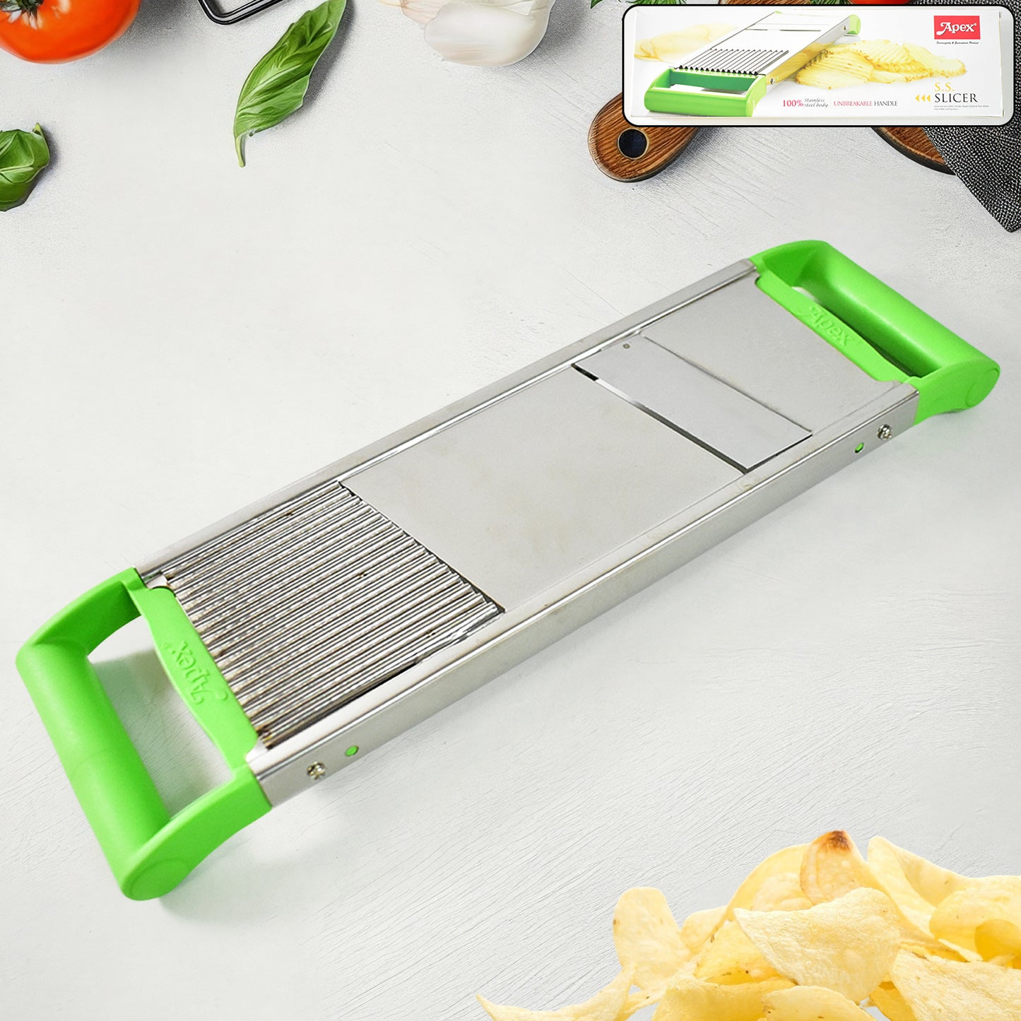 Apex Stainless Steel Vegetable Slicer (2-in-1) - Happy Price - Image 7