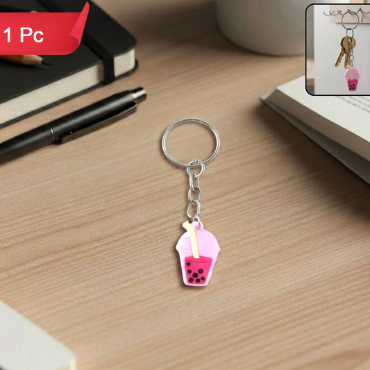 Cute Bubble Tea Keychain Charm - 1 Pc Decorative Bag & Key Holder - Happy Price - Image 1