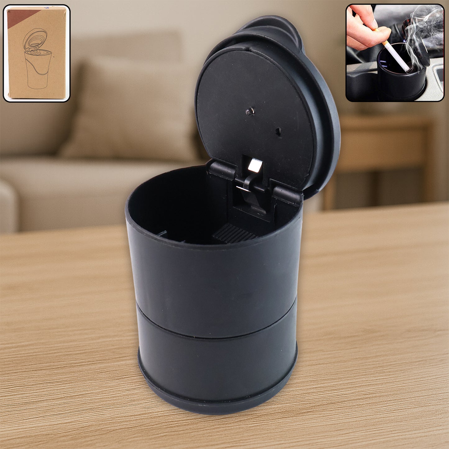 Premium Quality Led Illuminated Car Ashtray With Lid And Detachable Holder (1 Pc) - Happy Price - Image 4