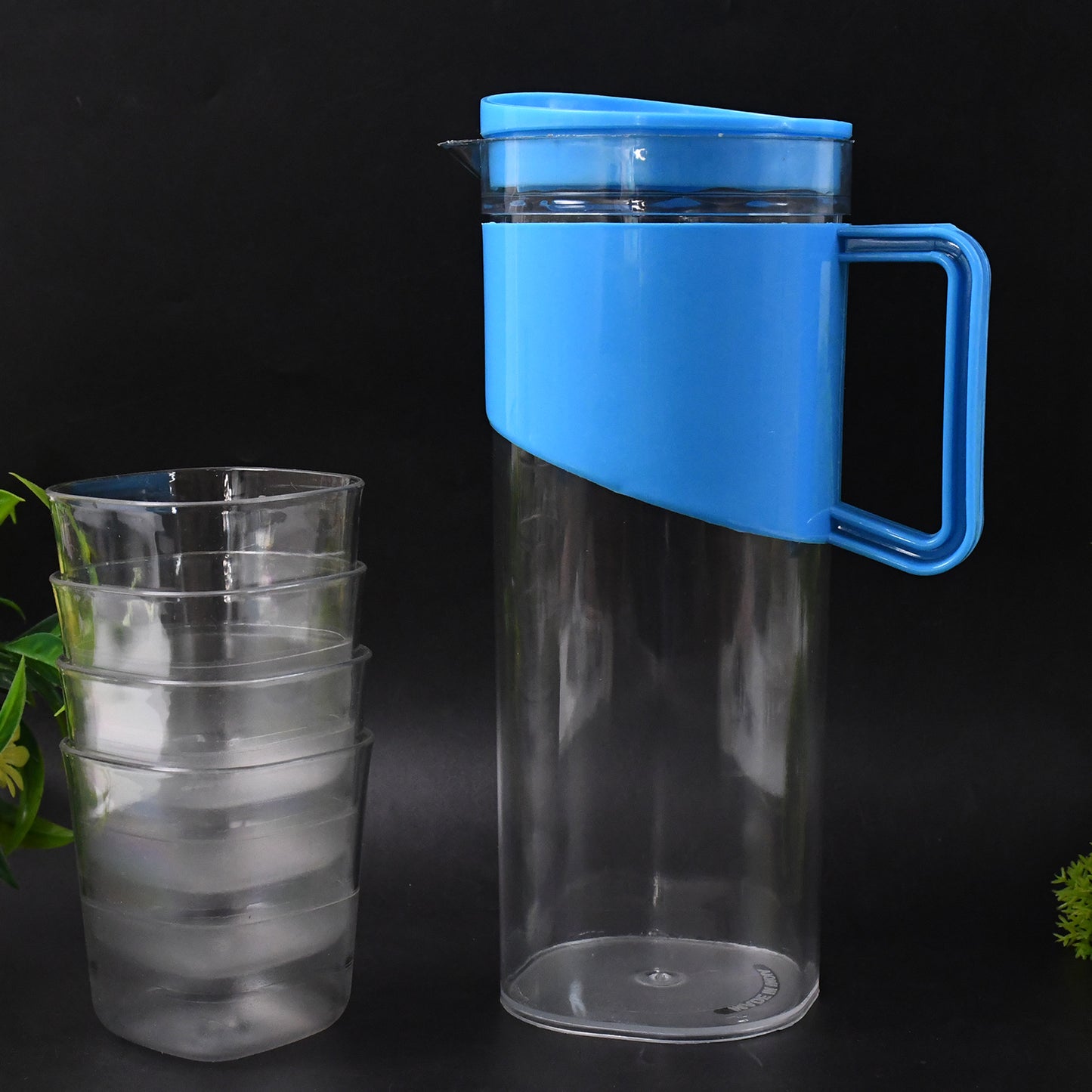Transparent Stylish Premium Jug With Elegant Handle (2000 Ml Jug Approx  4 Pcs Plastic Glass) - Happy Price - Image 2