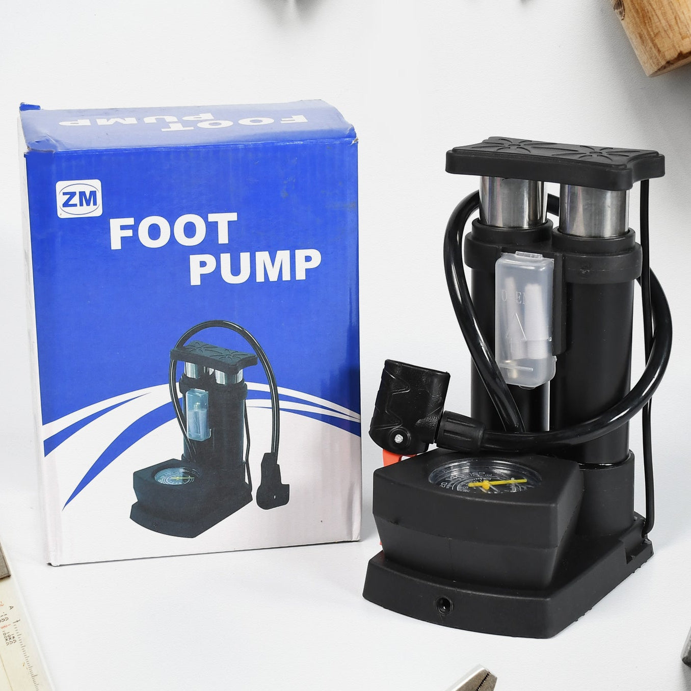 Portable Mini Bike Pumpcycle Pump Foot Activated With Gauge Floor Bicycle Pump  Cycle Pump - Happy Price - Image 1