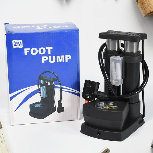 Portable Mini Bike Pumpcycle Pump Foot Activated With Gauge Floor Bicycle Pump  Cycle Pump - Happy Price - Image 1