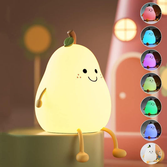 Cute Pear Silicone Night Lamp with Touch Control & Multi-Color Modes (1 Pc) - Happy Price - Image 1