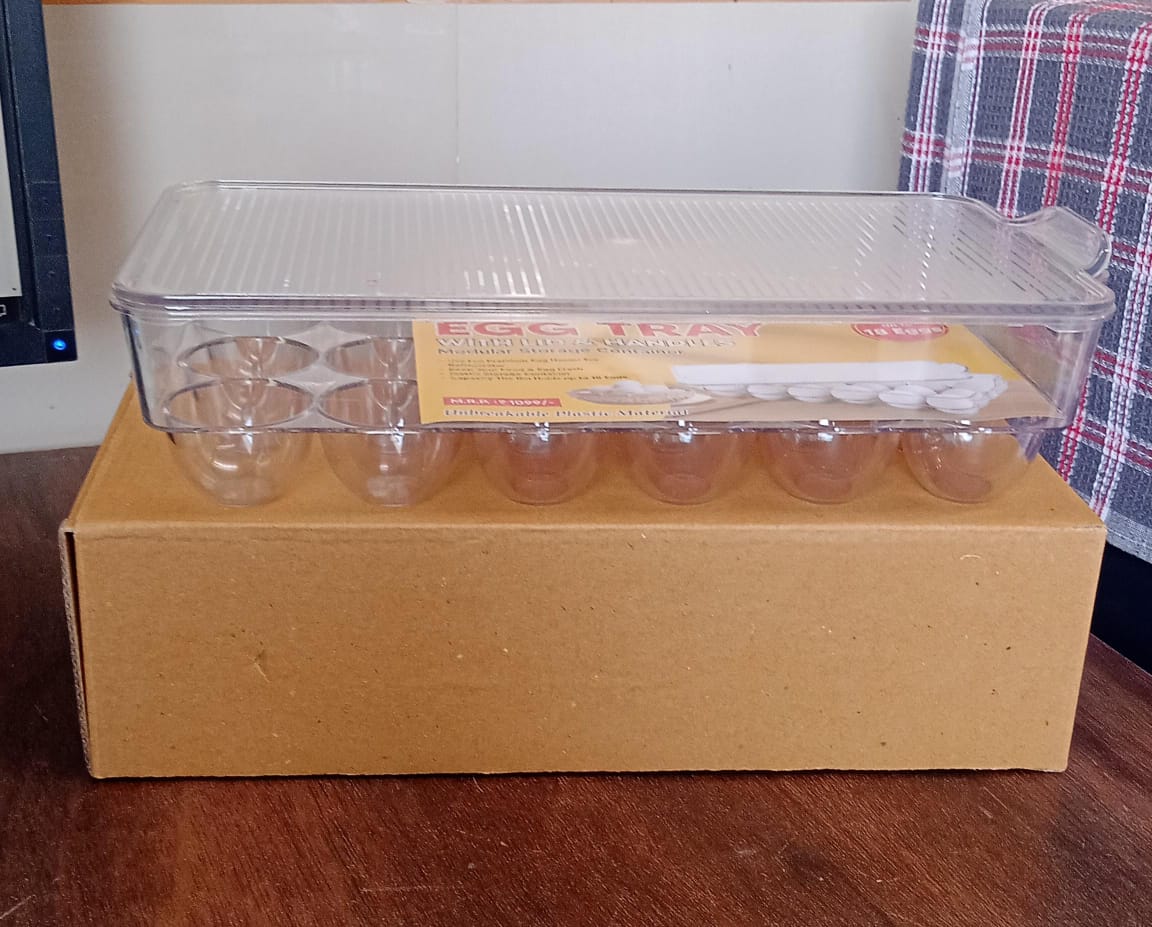 Plastic 18 Cavity Egg Storage Box Or Egg Trays For Refrigerator With Lid  Handles High Quality Rectangular Egg Tray Box For 18 Egg (1 Pc) - Happy Price - Image 7