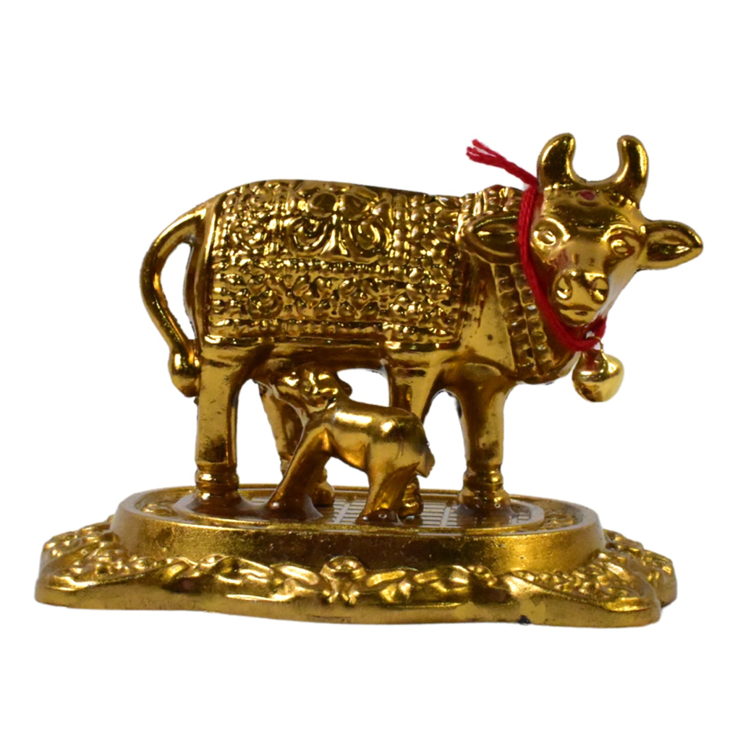 Metal Golden Kamdhenu Cow With Calf (1 Pc) - Happy Price - Image 4