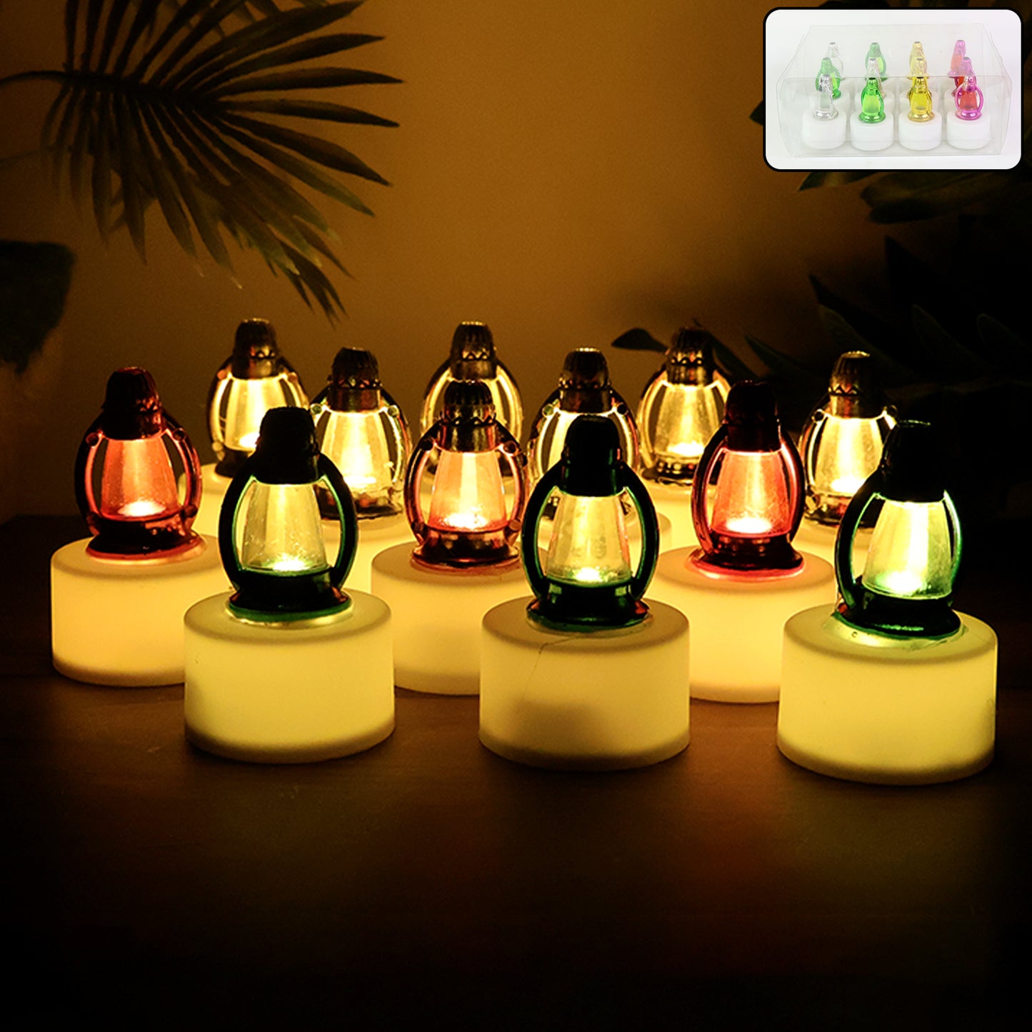 12 Pc LED Flameless Tealight Candles - Multicolor Glow, Battery Operated Decorative Lamps for Festivals & Home - Happy Price - Image 7