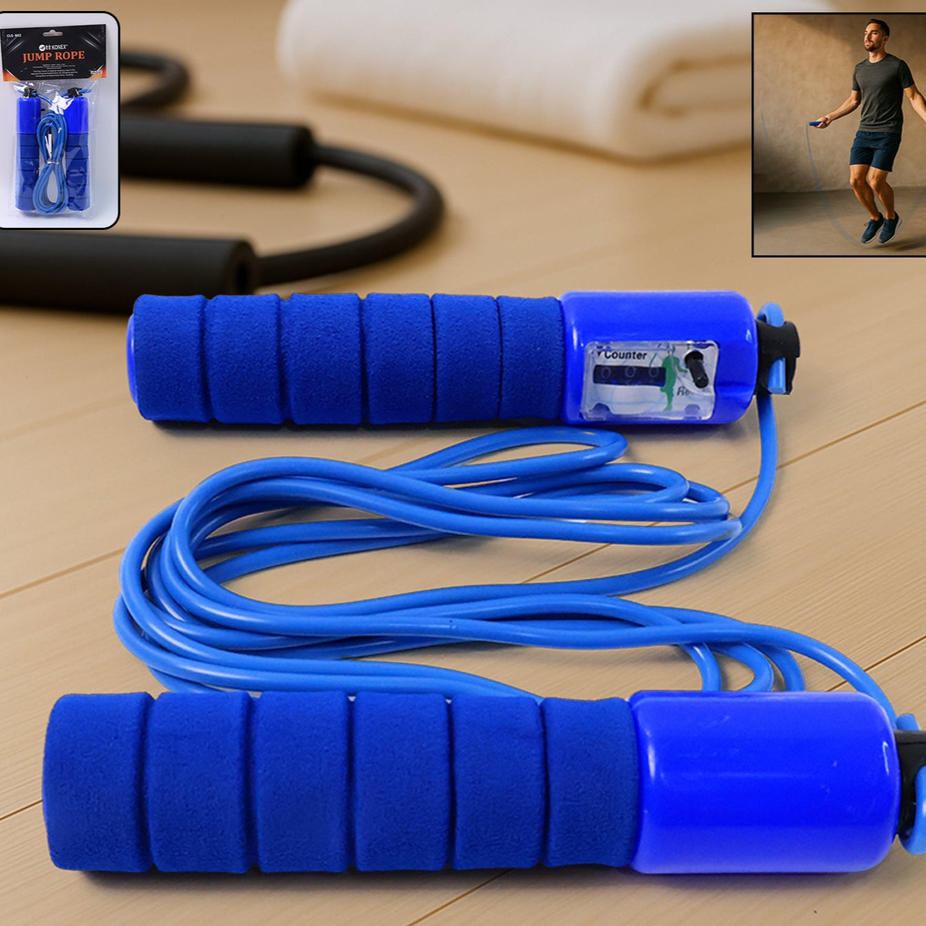 Adjustable Skipping Rope With Digital Jump Counter And Foam Grip Handles (1 Pc) - Happy Price - Image 1