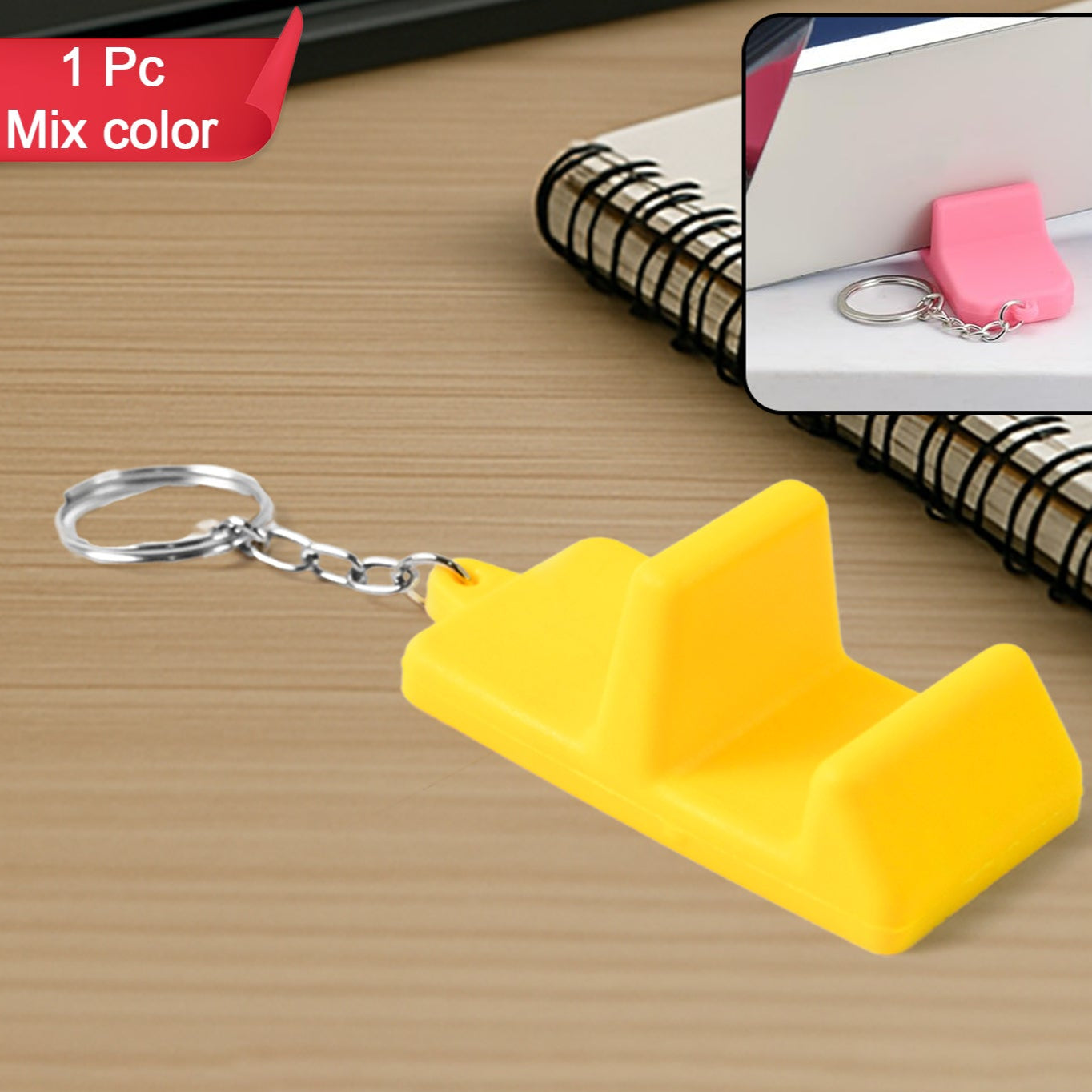 Plastic 2-in-1 Mobile Stand Keychain (1 Pc) - Happy Price - Image 1
