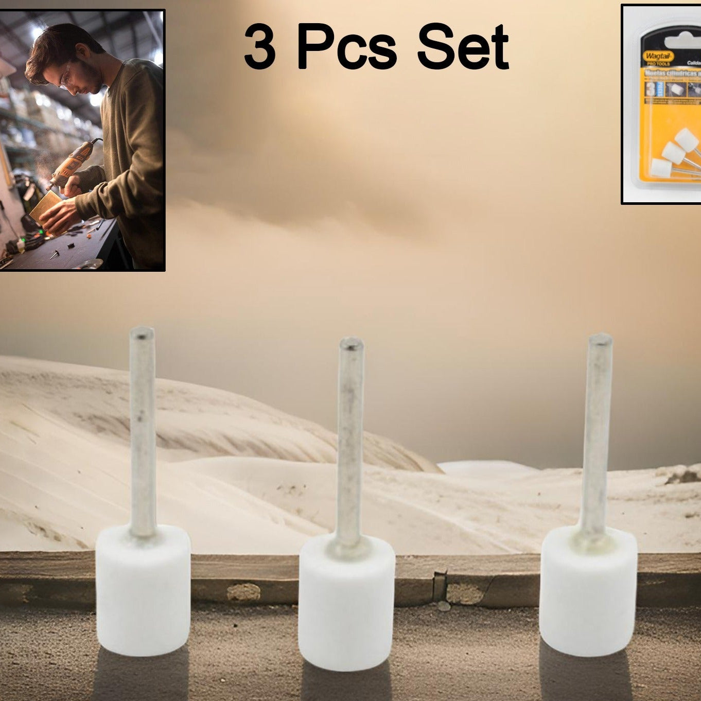 Wool Felt Polishing Buffing Wheels Wool Felt Mounted Polishing Bits (3 Pcs Set) - Happy Price - Image 1