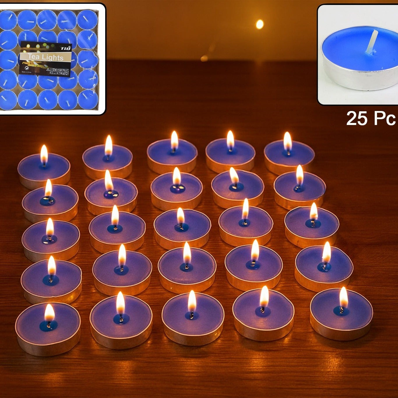 Blue Scented Tea Light Candles - Pack of 25 for Home Decor & Ambiance - Happy Price - Image 1