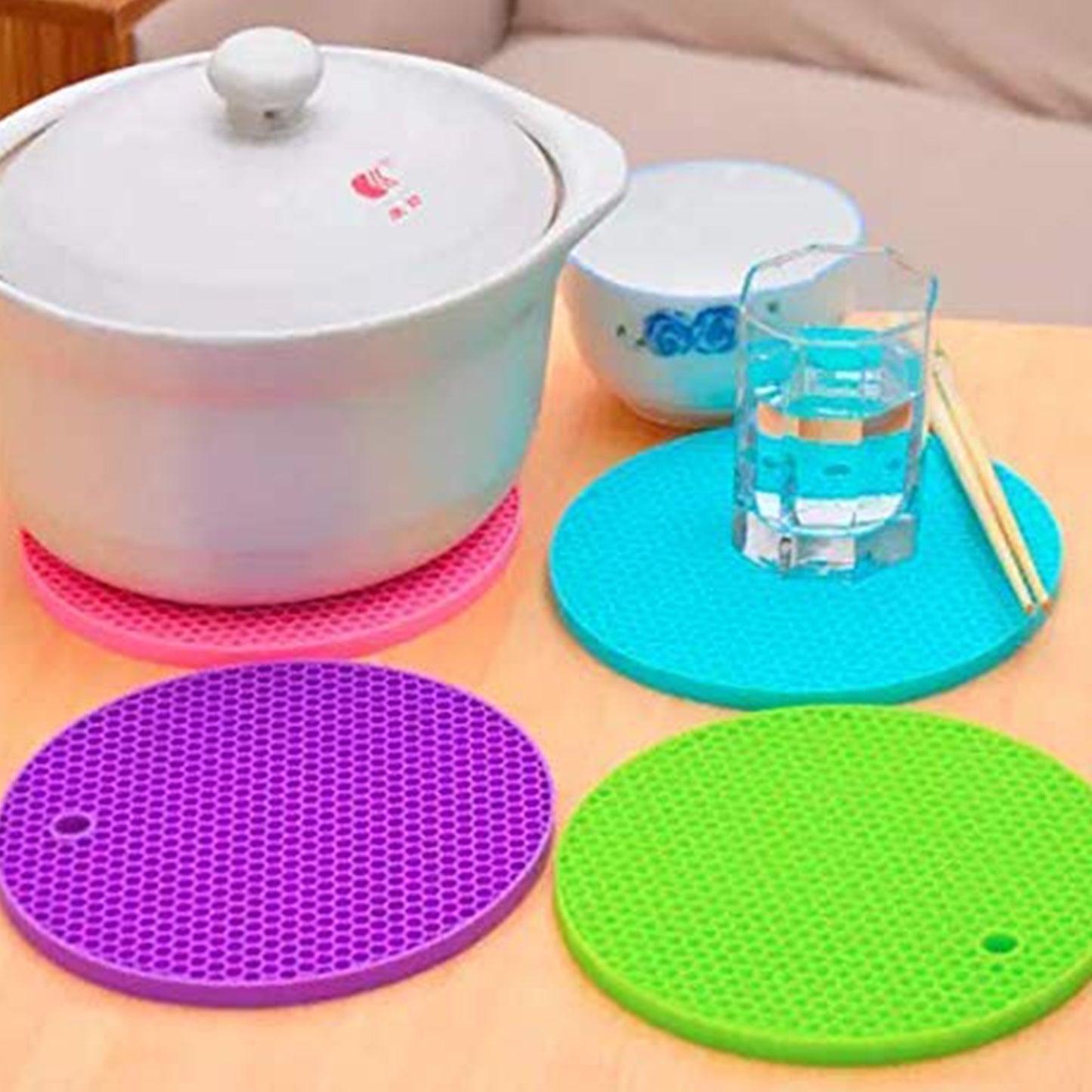 4 Pc Silicone Trivet Mat Set for Hot Utensils - Happy Price - Image 6