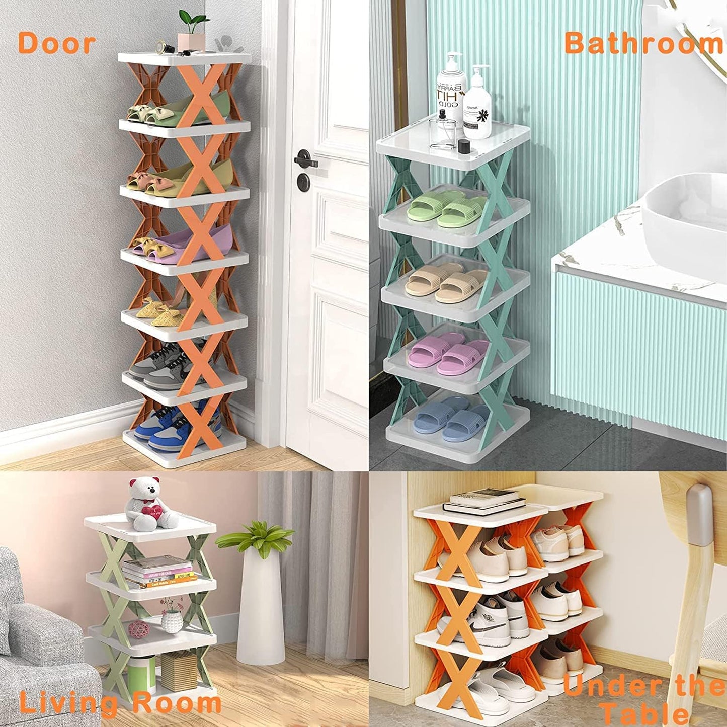 6 Layer Shoe Rack Design Lightweight Adjustable Plastic Foldable Shoe Cabinet Storage Portable Folding Space Saving Shoe Organizer Home And Office - Happy Price - Image 5
