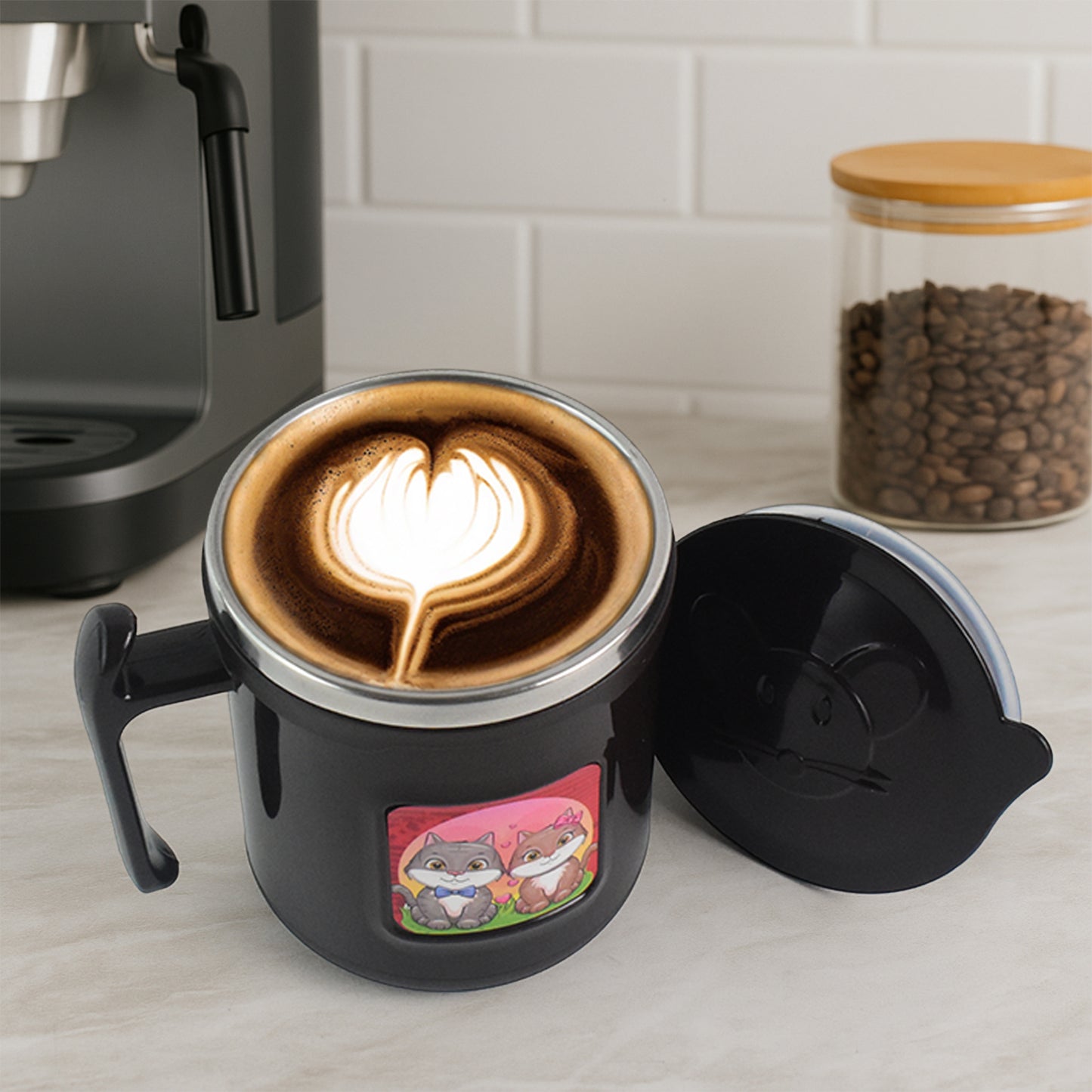 1 Pc Apex Cat Mug  250 Ml Stainless Steel Insulated Inner With Cute Cat Print - Happy Price - Image 6