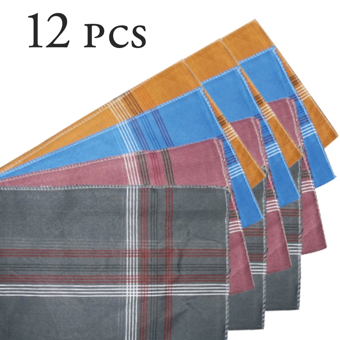 Mens King Size Formal Handkerchiefs For Office Use - Pack Of 12 - Happy Price - Image 1