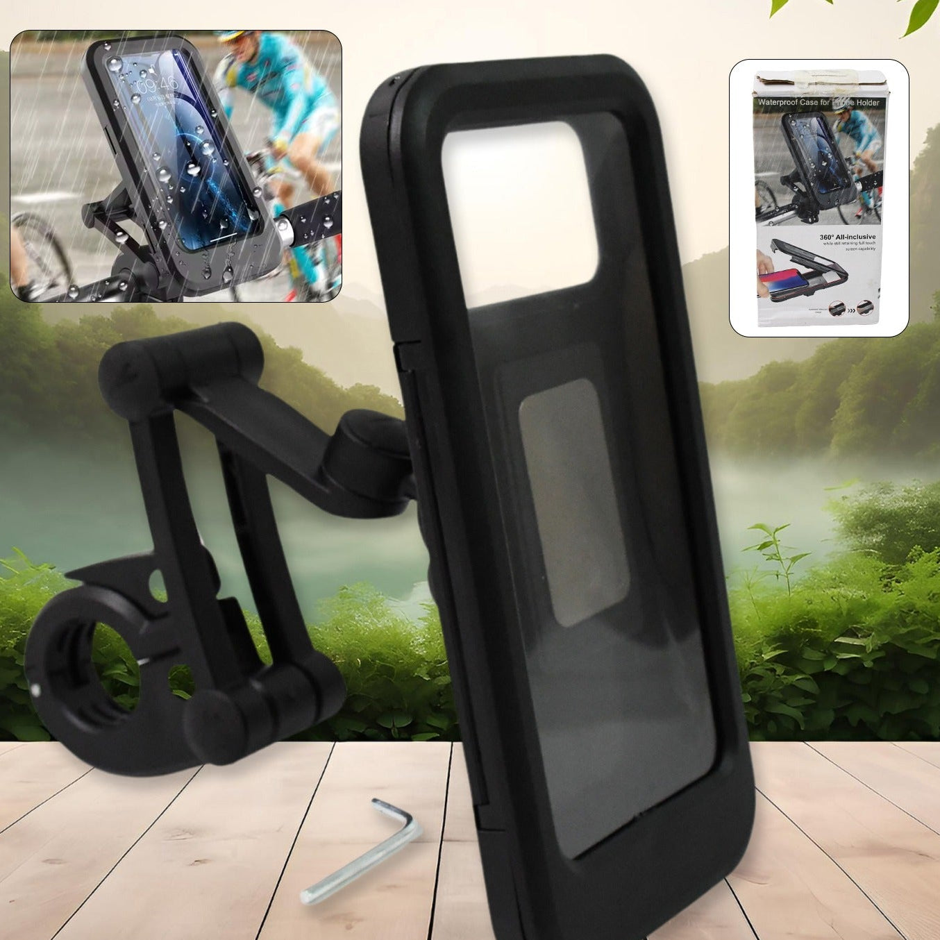 360° Rotating Waterproof Bike Phone Holder with Touchscreen Access (1 Pc) - Happy Price - Image 1