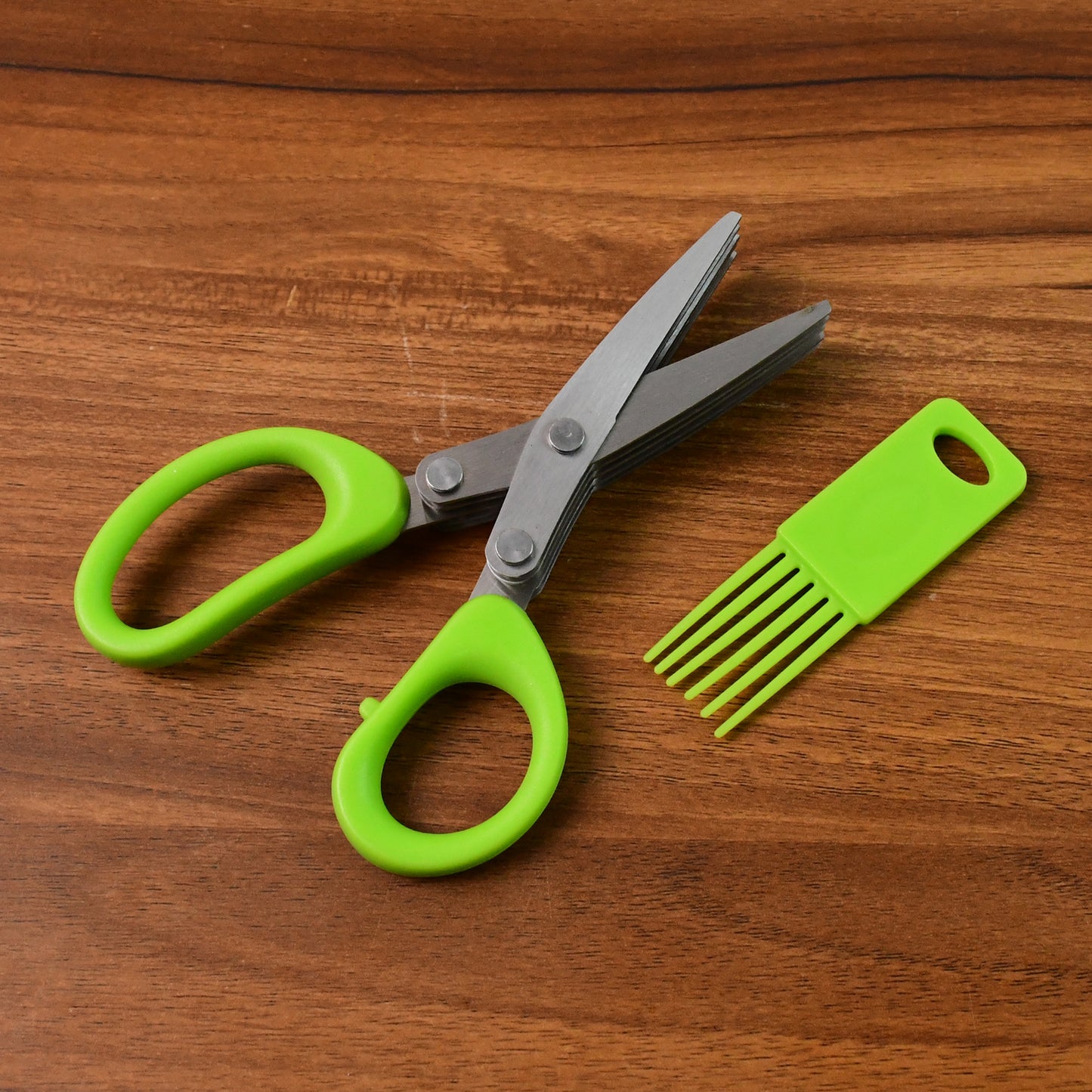 5-Blade Stainless Steel Kitchen Scissors with Cleaning Comb - Effortless Herb Chopper - Happy Price - Image 7