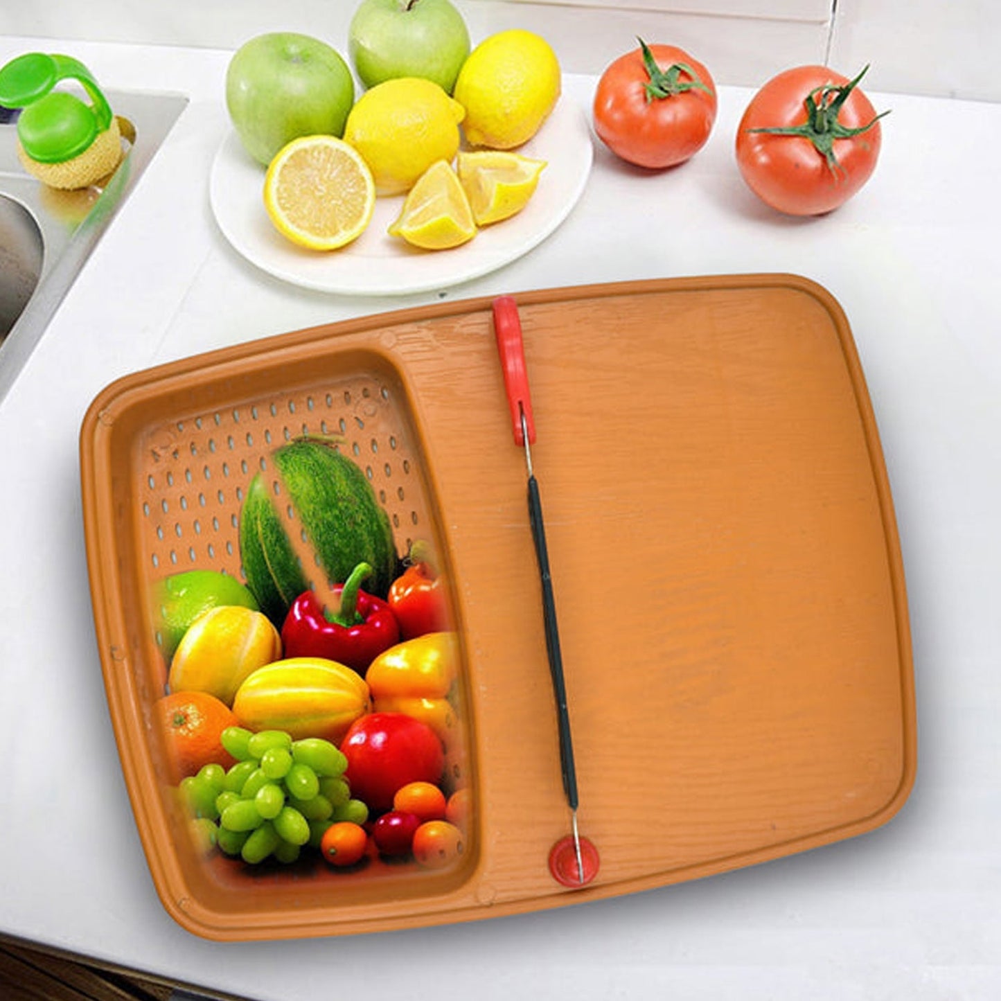 Cut N Wash Box And Tray Used In All Kinds Of Household Kitchen Purposes For Cutting And Washing Within Of Fruits And Vegetables. - Happy Price - Image 6