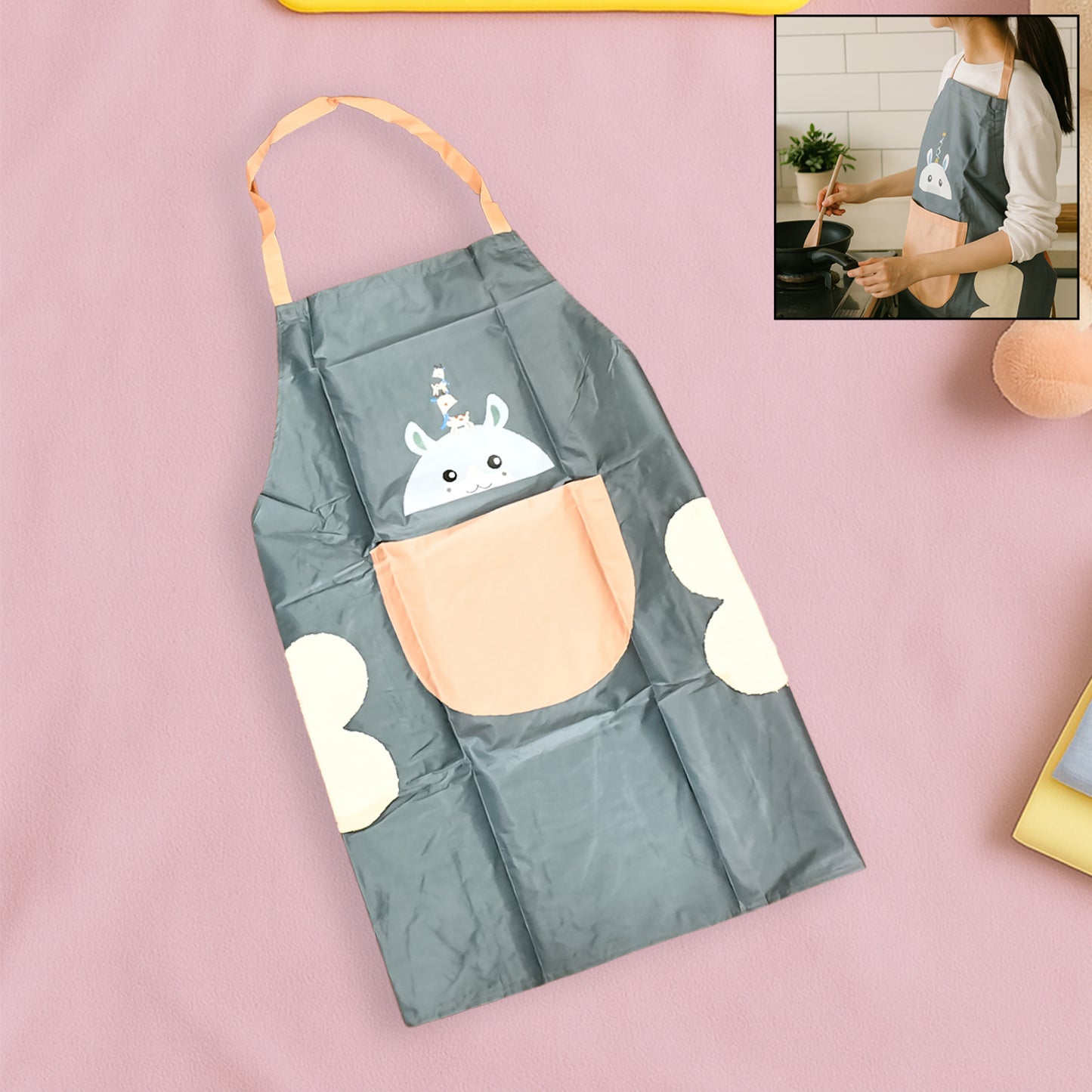Cute Cartoon Animal Design Kitchen Apron (1 Pc) - Happy Price - Image 2