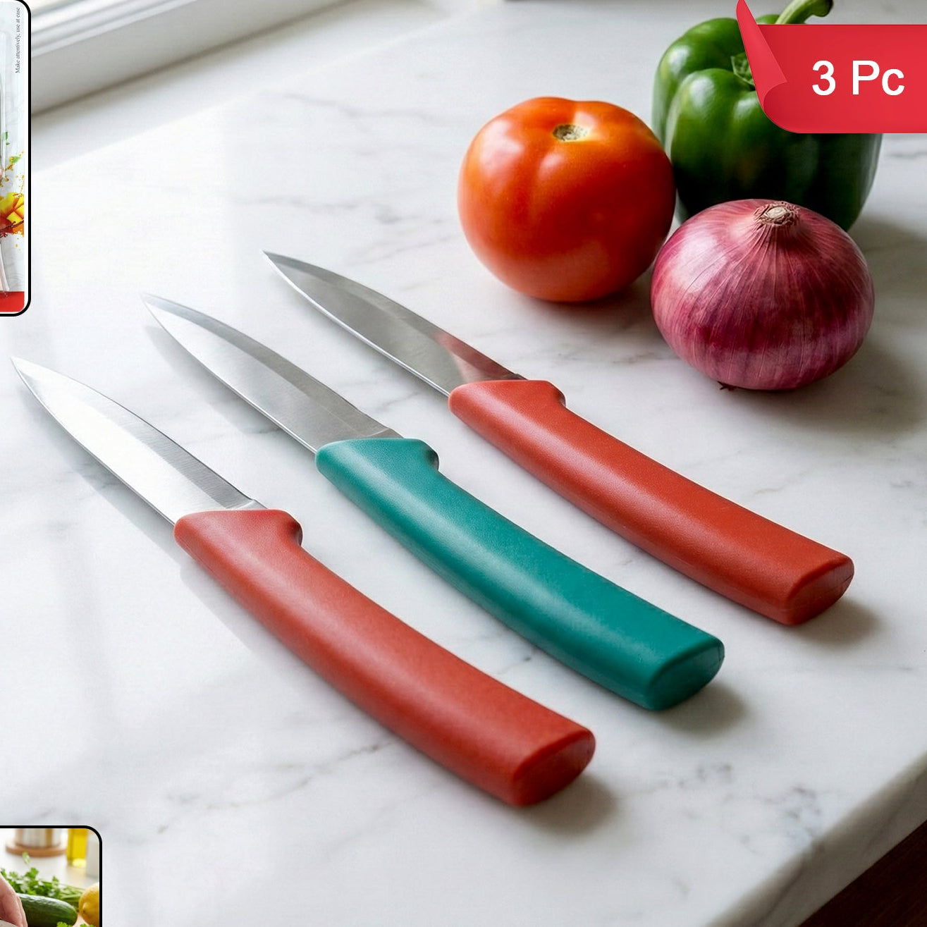 3-Piece Kitchen Utility Knife Set for Fruits & Vegetables - Happy Price - Image 1