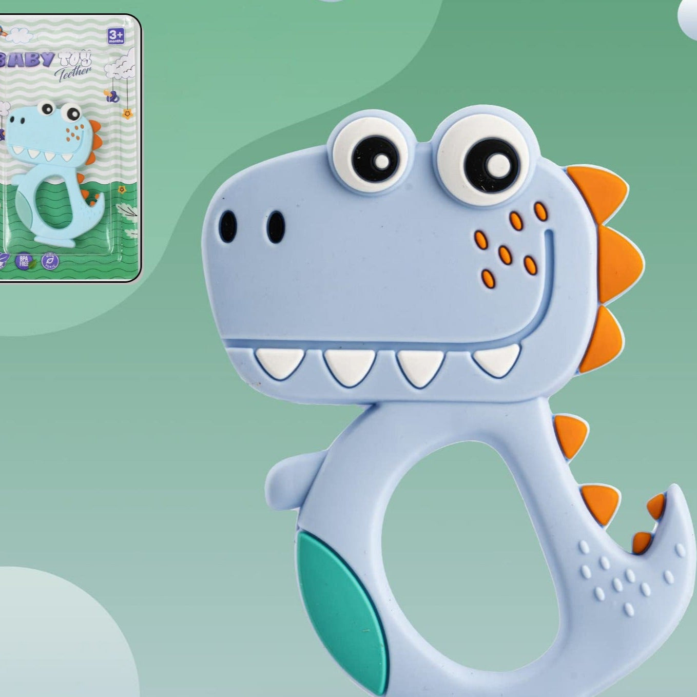 Silicone Dinosaur Teether For Baby (1 Pc  Mix Design  Color) - Happy Price - Image 1