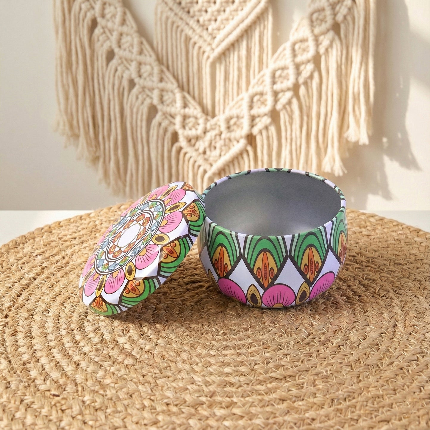 Decorative Mandala Metal Candle Jar with Lid (1 Pc) - Reusable Tin for DIY Crafts & Home Decor - Happy Price - Image 7