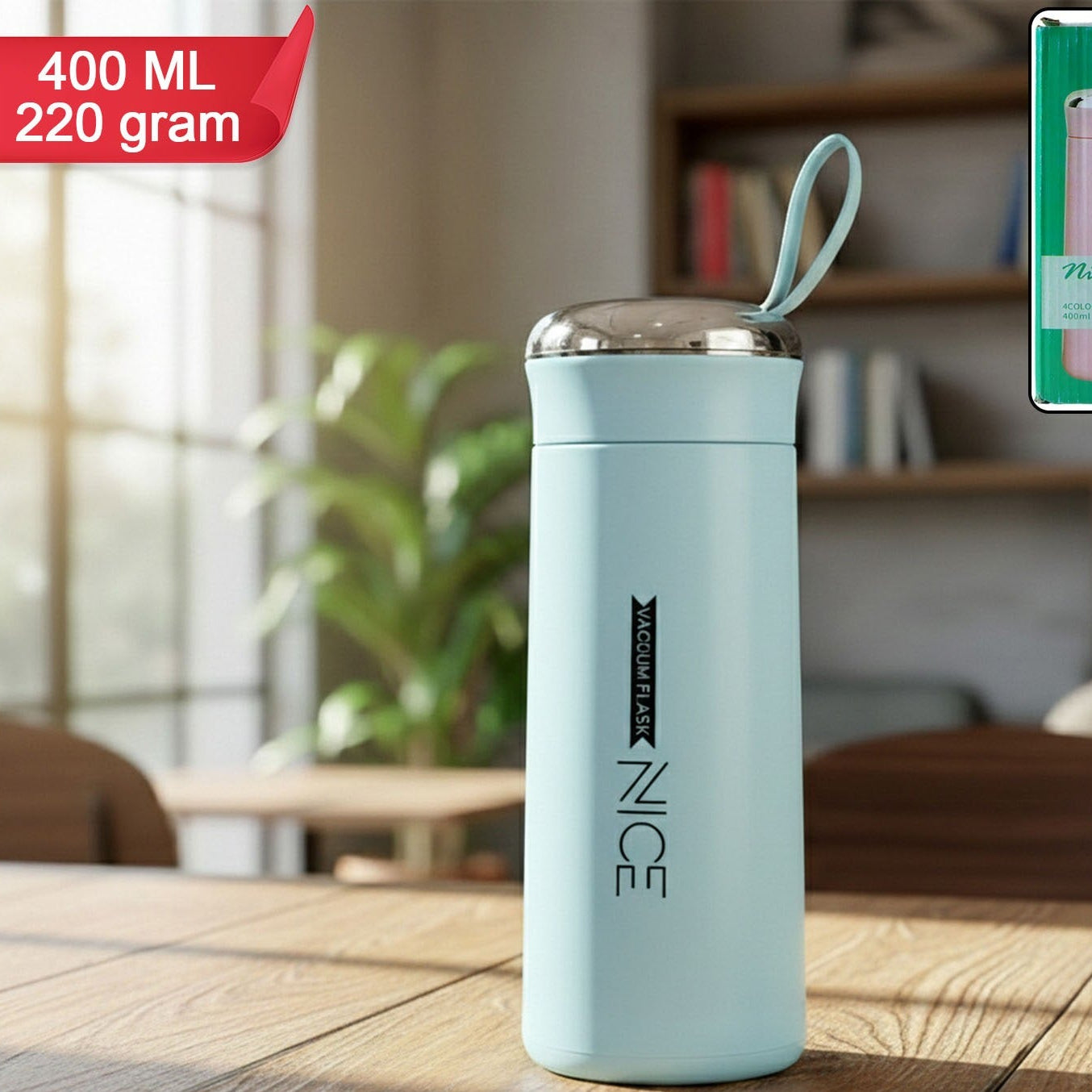 Leak Proof Glass Water Bottle, 400 ML Capacity, 1 Pc - Happy Price - Image 1