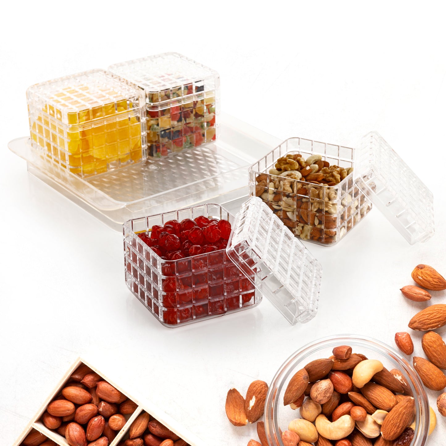 Ganesh Multipurpose Gift Set Dry Fruit Candy (4 Pcs Set  With Tray) - Happy Price - Image 3
