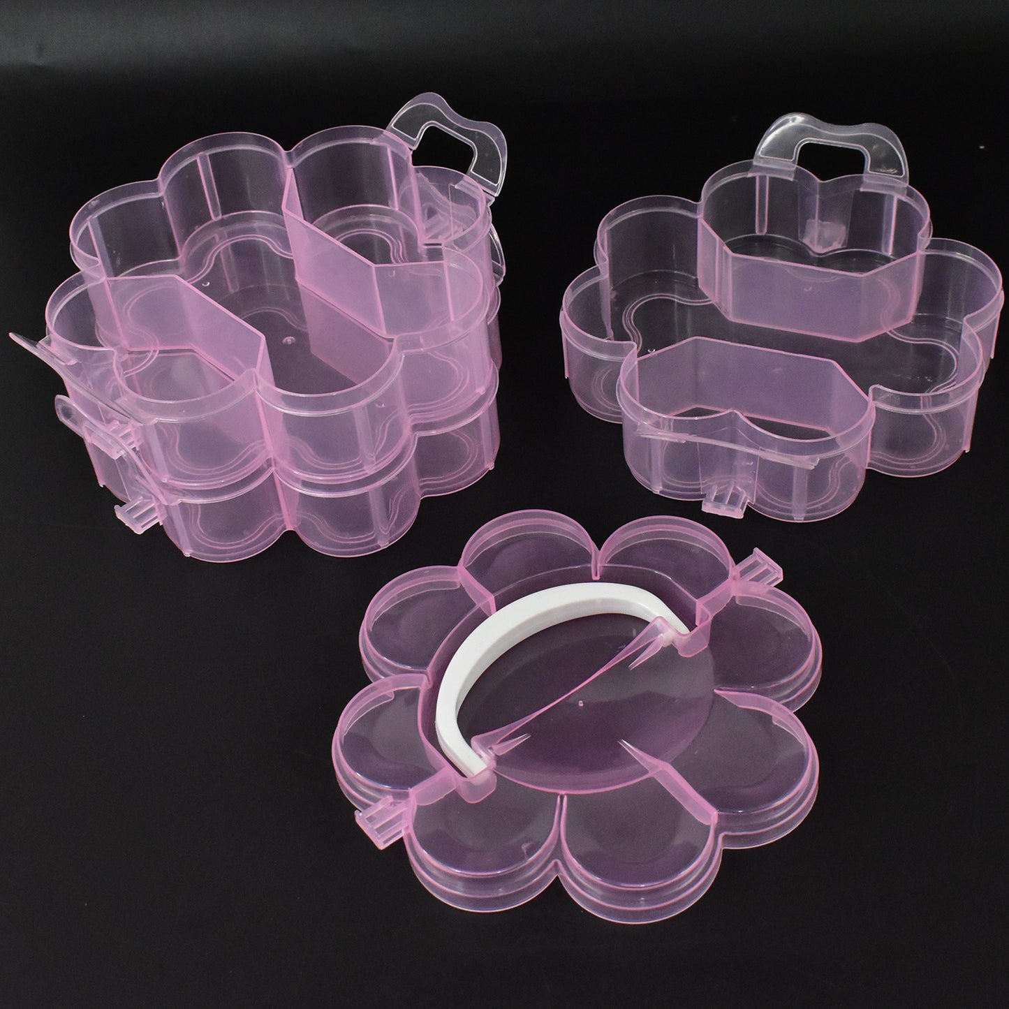 3-layer Transparent Plastic Flower-shaped Storage Box With 9 Grids - Happy Price - Image 6