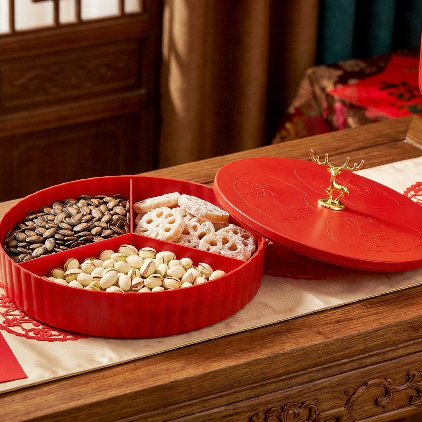 2 Tier Serving Tray with Lid for Dry Fruits & Snacks - 1 Pc - Happy Price - Image 3