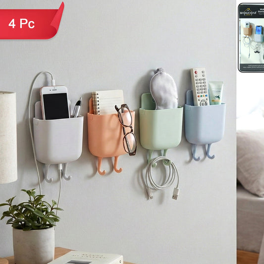 Set of 4 Plastic Wall Mount Holders for Mobile Charging & Accessories - Happy Price - Image 1