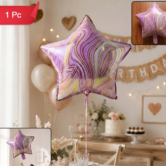 Star Marble Design Foil Balloon For Party Decoration 1 Pc