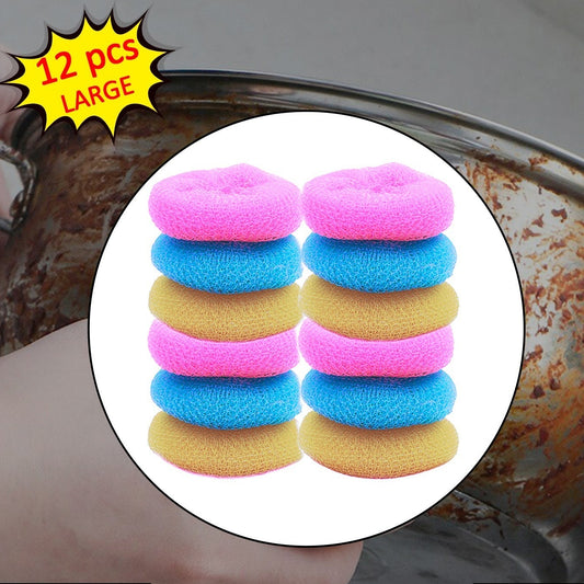 Round Nylon Scrub Pads - 12 Pcs Set for Gentle Utensil Cleaning - Happy Price - Image 1