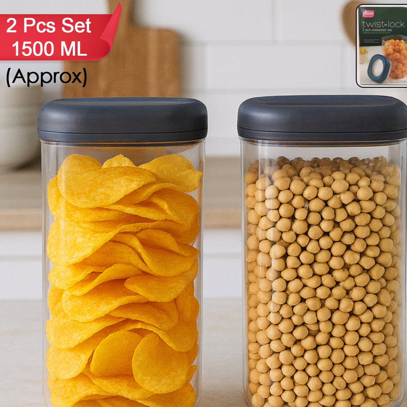 Supermom Airtight Kitchen Storage Containers  (2 Pc Set  1500 Ml) - Happy Price - Image 1