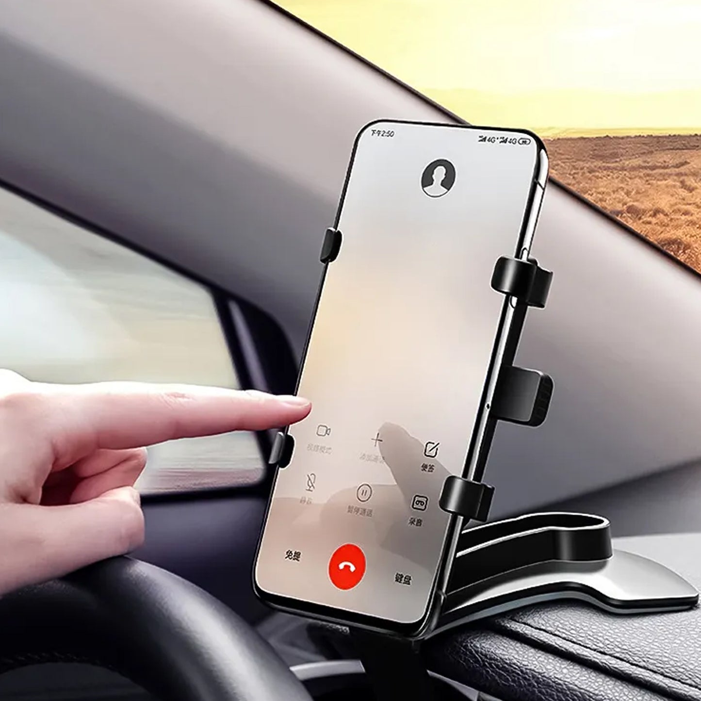 Car Phone Holder Clip Mount 360 Degree Rotation Dashboard Rear View Mirror Sun Visor Smartphone Hud Navigation Fold Stand Plastic Black Compatible For All Smart Phones - Happy Price - Image 3