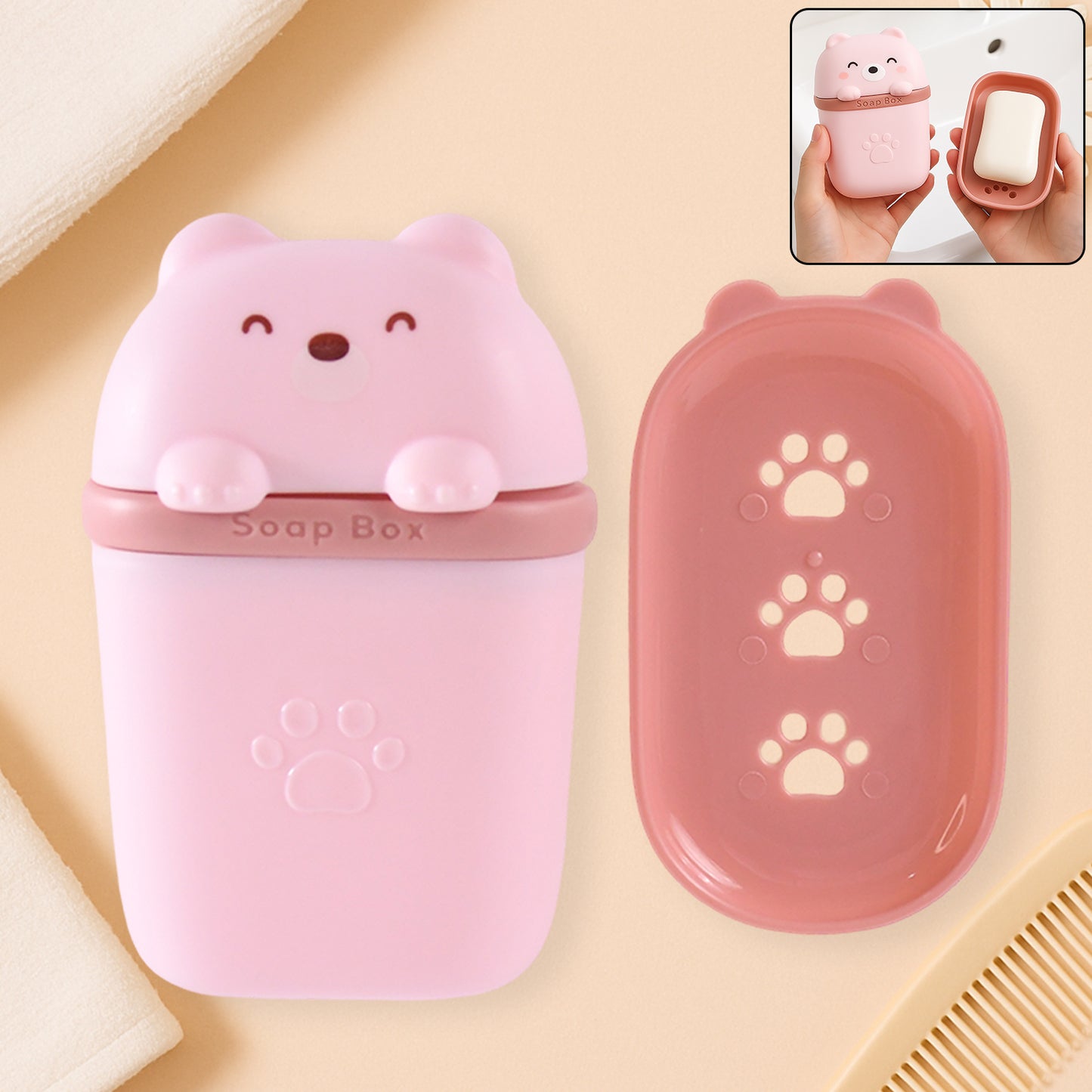 Cute Bear Shaped Soap Case (1 Pc) - Happy Price - Image 7