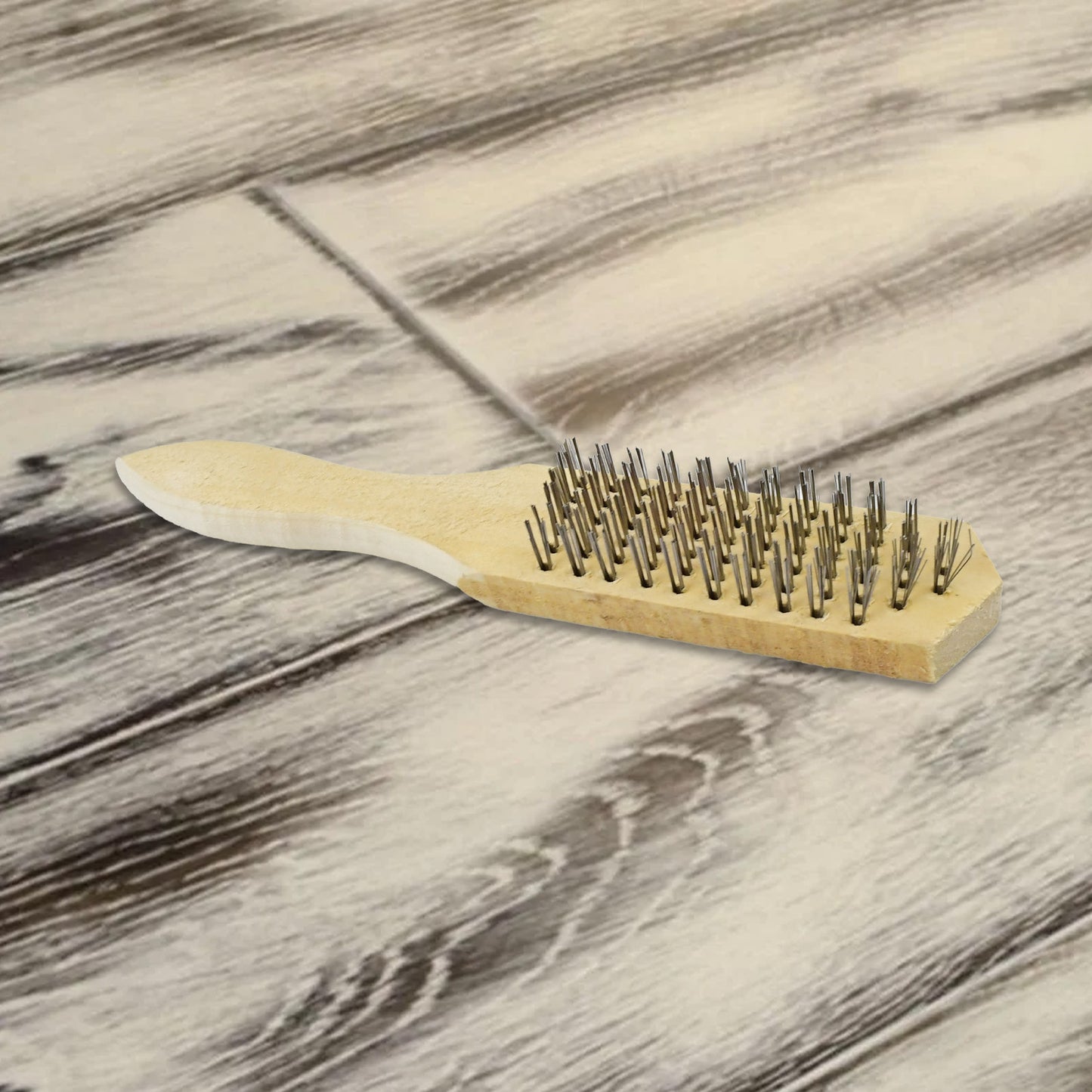 Steel Wire Brush with Wooden Handle for Tough Cleaning (1 Pc) - Happy Price - Image 4