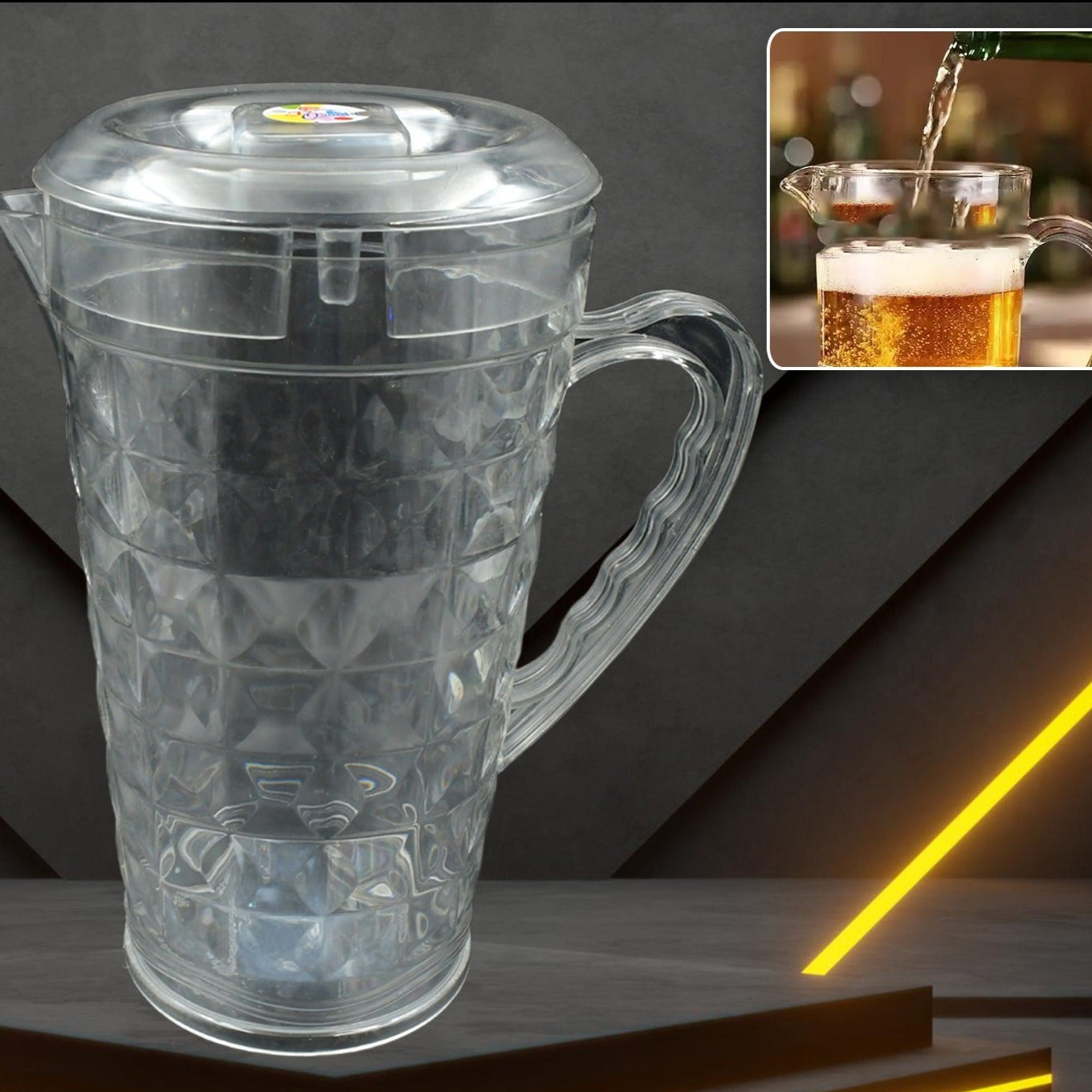 Mocktail Pet Jug  Plastic Jug With Lid Drinking Beverage Jag Transparent Tableware  Reusable Bpa Free Plastic Water Jug For Home Use Perfect For Home Restaurants - Happy Price - Image 1