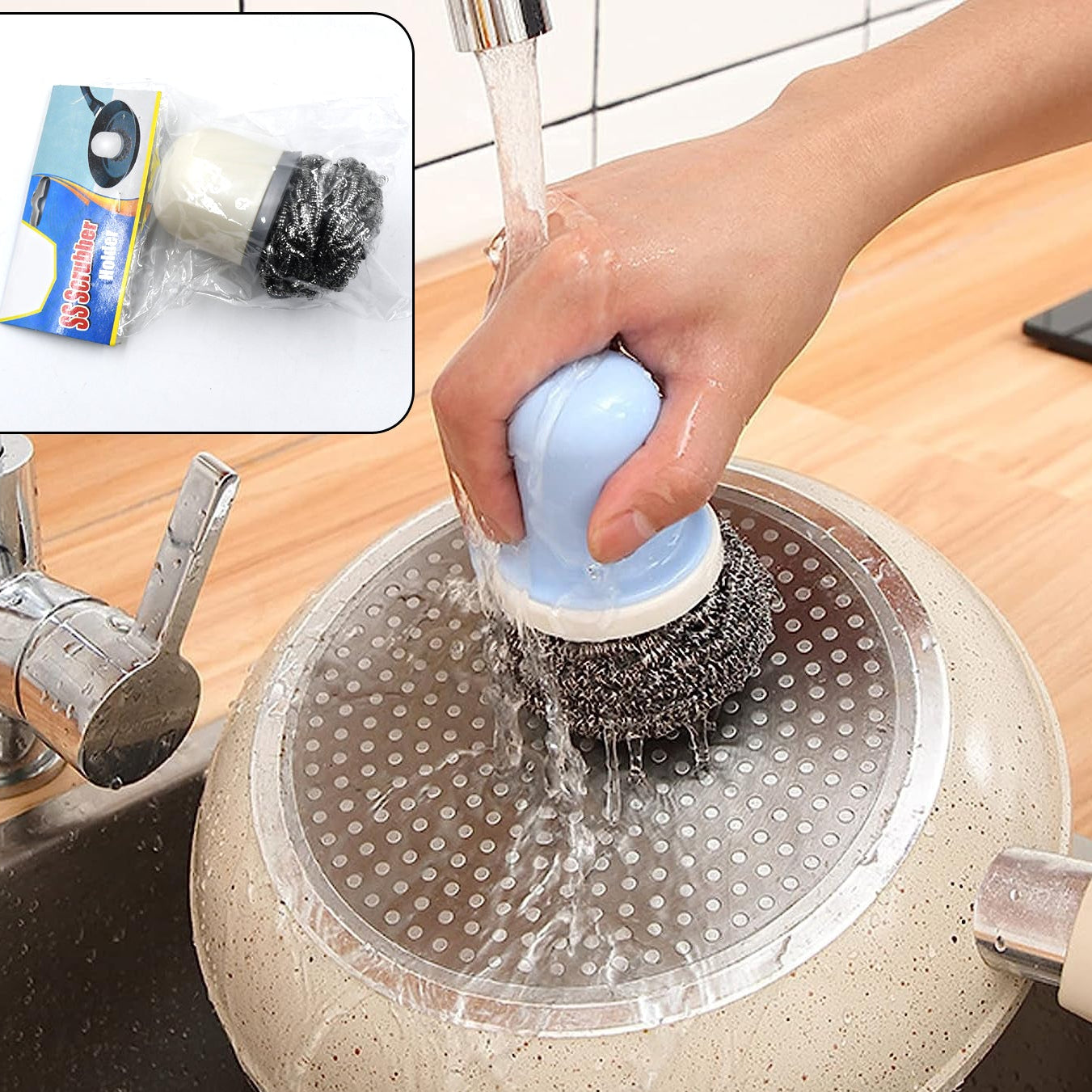 Palm Grip Kitchen Cleaning Brush for Utensils & Surfaces - Happy Price - Image 1
