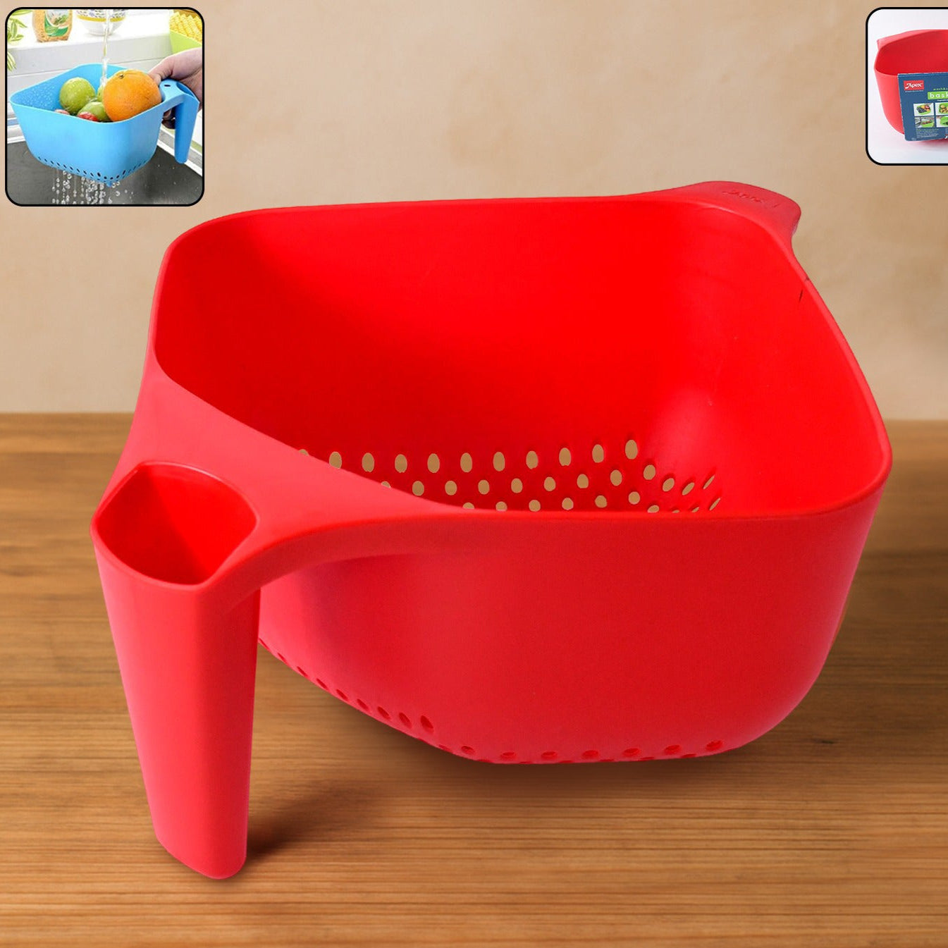 Apex Multi-functional Plastic Strainer Bowl With Ergonomic Handle (1 Pc) - Happy Price - Image 1