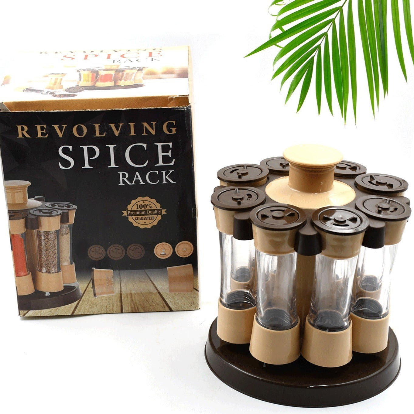 360 Revolving Spice Rack For Kitchen And Dining Table 8 Spice Jars With 120 Ml Condiment Set Herb Seasoning Organizer - Happy Price - Image 1